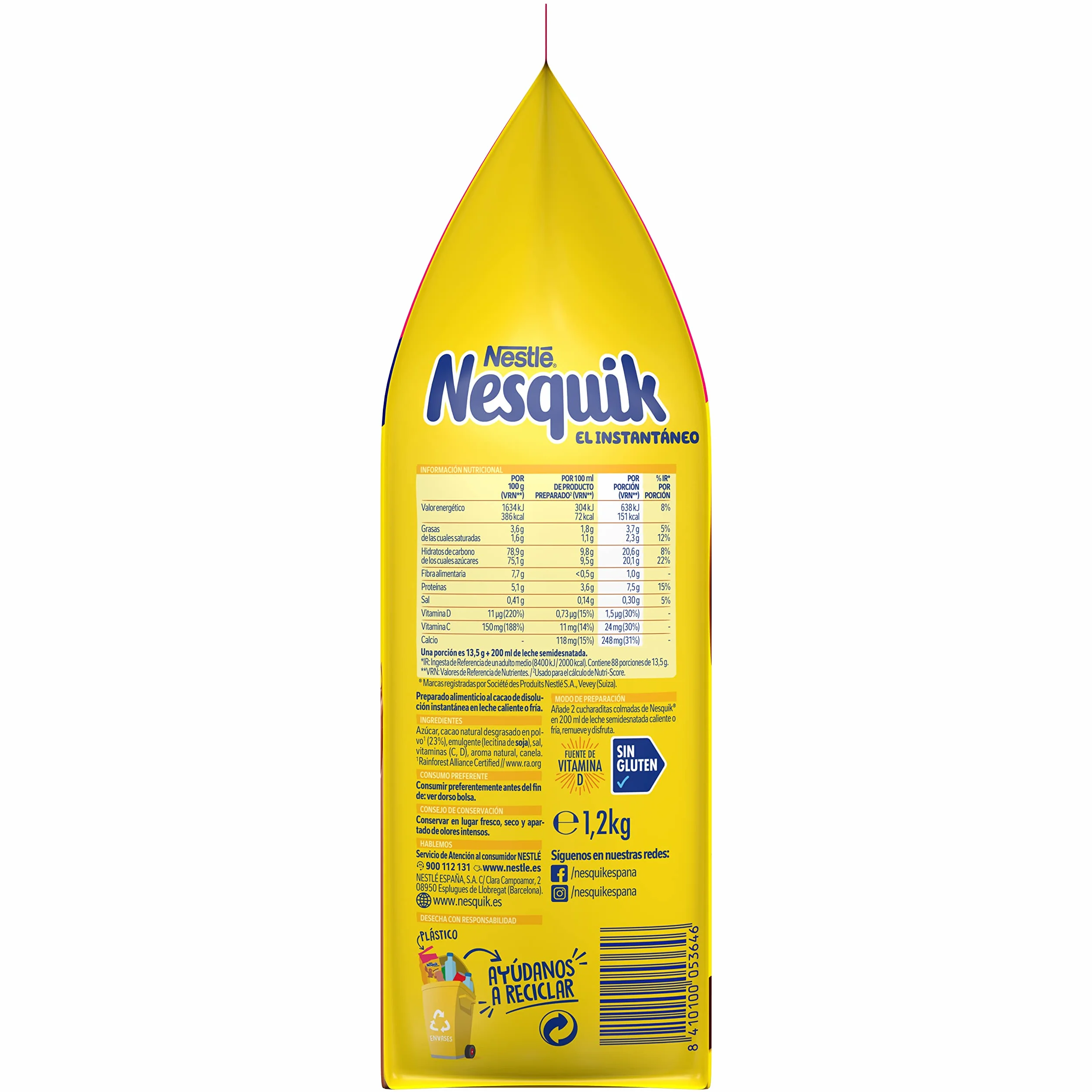 Nesquik NESTLÉ Instantáneo Cacao Soluble 1,2kg Bolsa