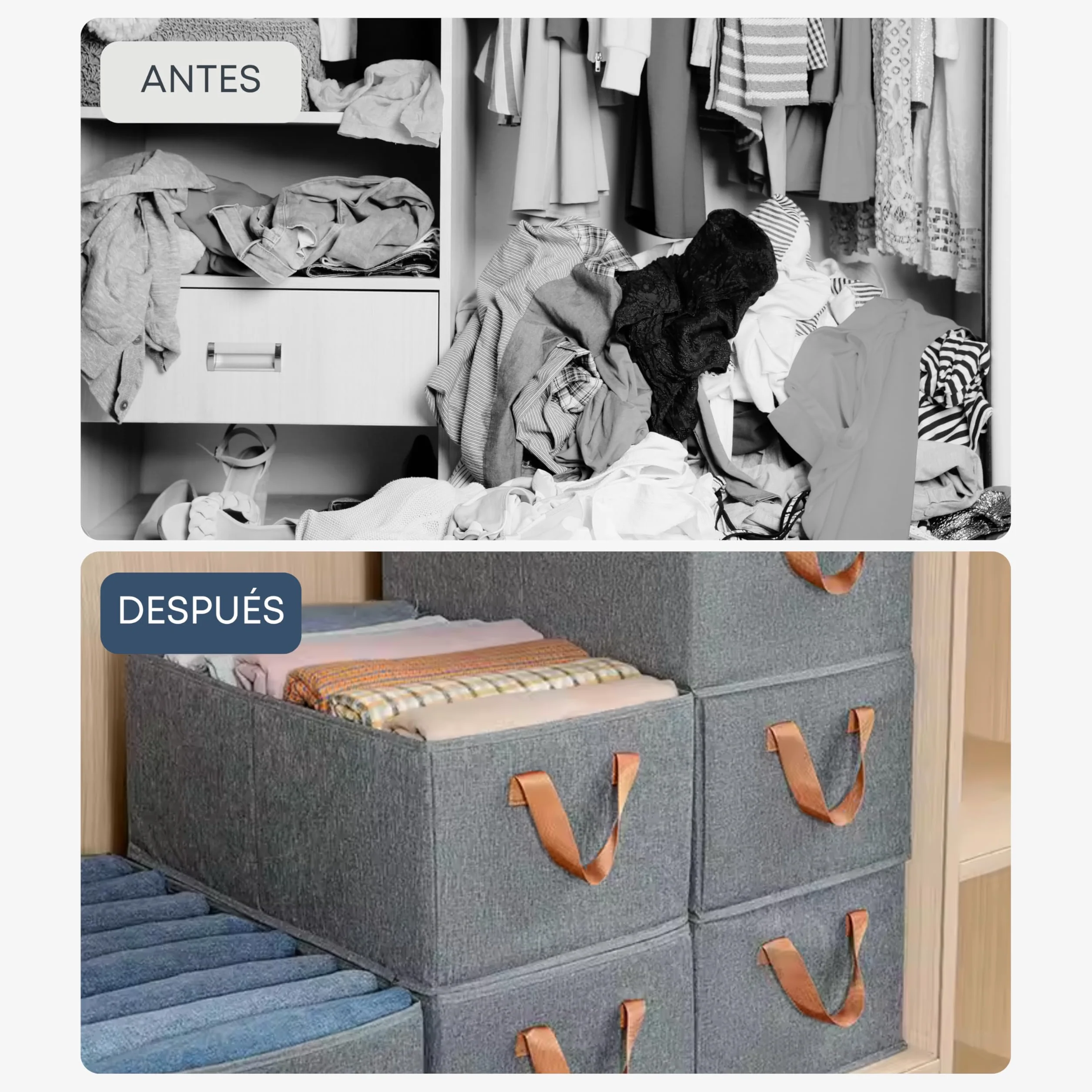 Cajas Organizadoras XL 46x28x20cm Organizador Armario Ropa 3ud