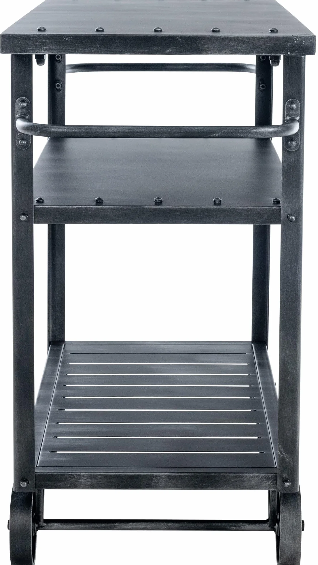 CLP Carro De Servicio Spring Metálico con Ruedas & Asas I Carrito De Cocina con 3 Estantes De Almacenamiento, Color:marrón Plata