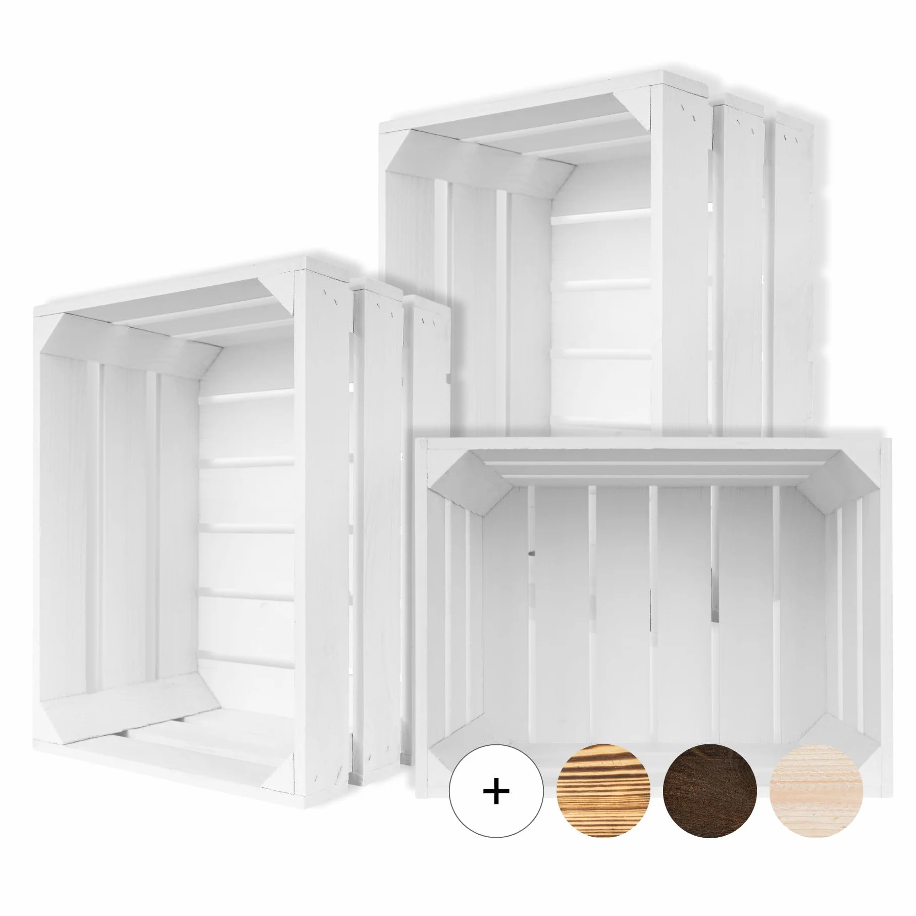 Creative DECO 3 x Cajas de Madera Natural Decorativa Blanca 40 x 30 x 23 cm | Cesta de Madera Ideal para Almacenaje Regalo Fruta Decoración Bricolaje Manualidades | Documentos Juguetes Herramientas