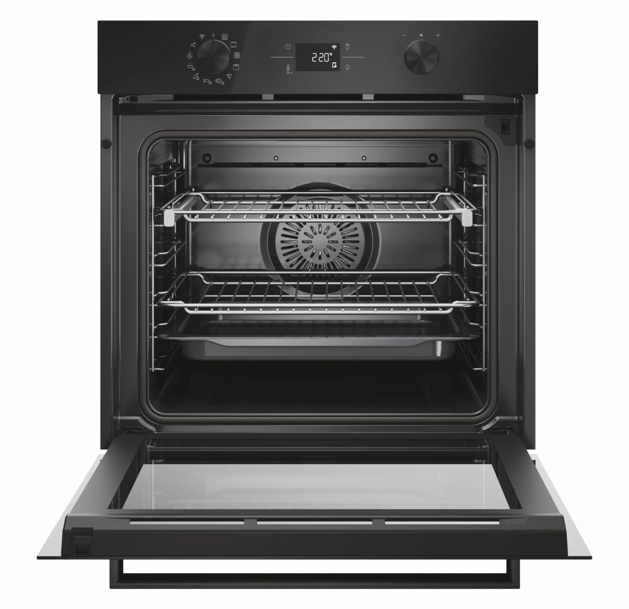 Candy Bake 800 CA6 N5B3LYTB, Horno Multifunción, 78L, Wifi, 1 Bandeja y 2 Rejillas, Steam Lite, Limpieza Pirolítica, Guia Telescópica, 13 Funciones, Display Basic UX, Full Black