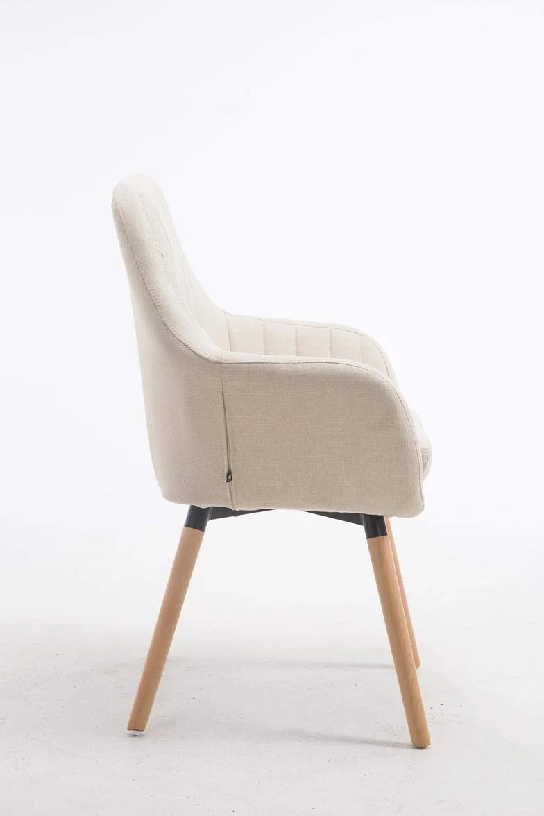 Silla de Visita Florian Tapizada en Tela, Butaca de Salón Nórdica, Silla Comedor Acolchada 53cm Altura Asiento Crema Natura