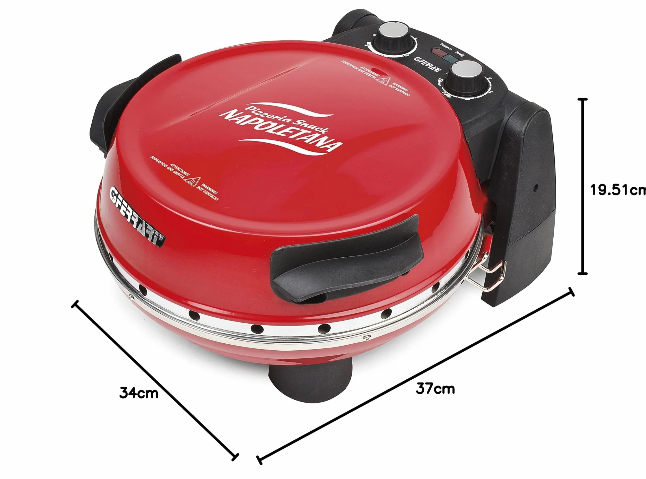 G3 Ferrari G10032 Horno Eléctrico para Pizza 400°C Doble Piedra Refractaria 31 cm Acero Inoxidable 1200 W Rojo