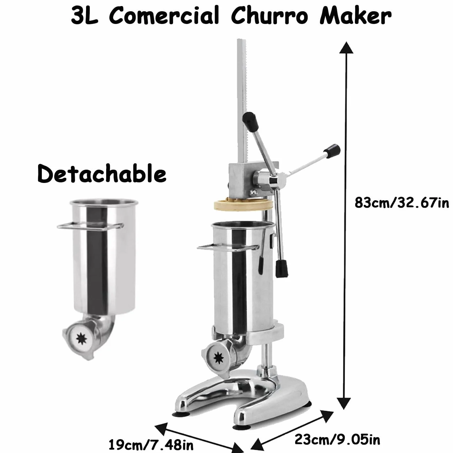 Máquina para hacer churros manual, máquina para hacer rellenos de churros, máquina para hacer churros de rosquilla española manual comercial de 2L/3L con 5 tipos de moldes, para restaurantes,3L