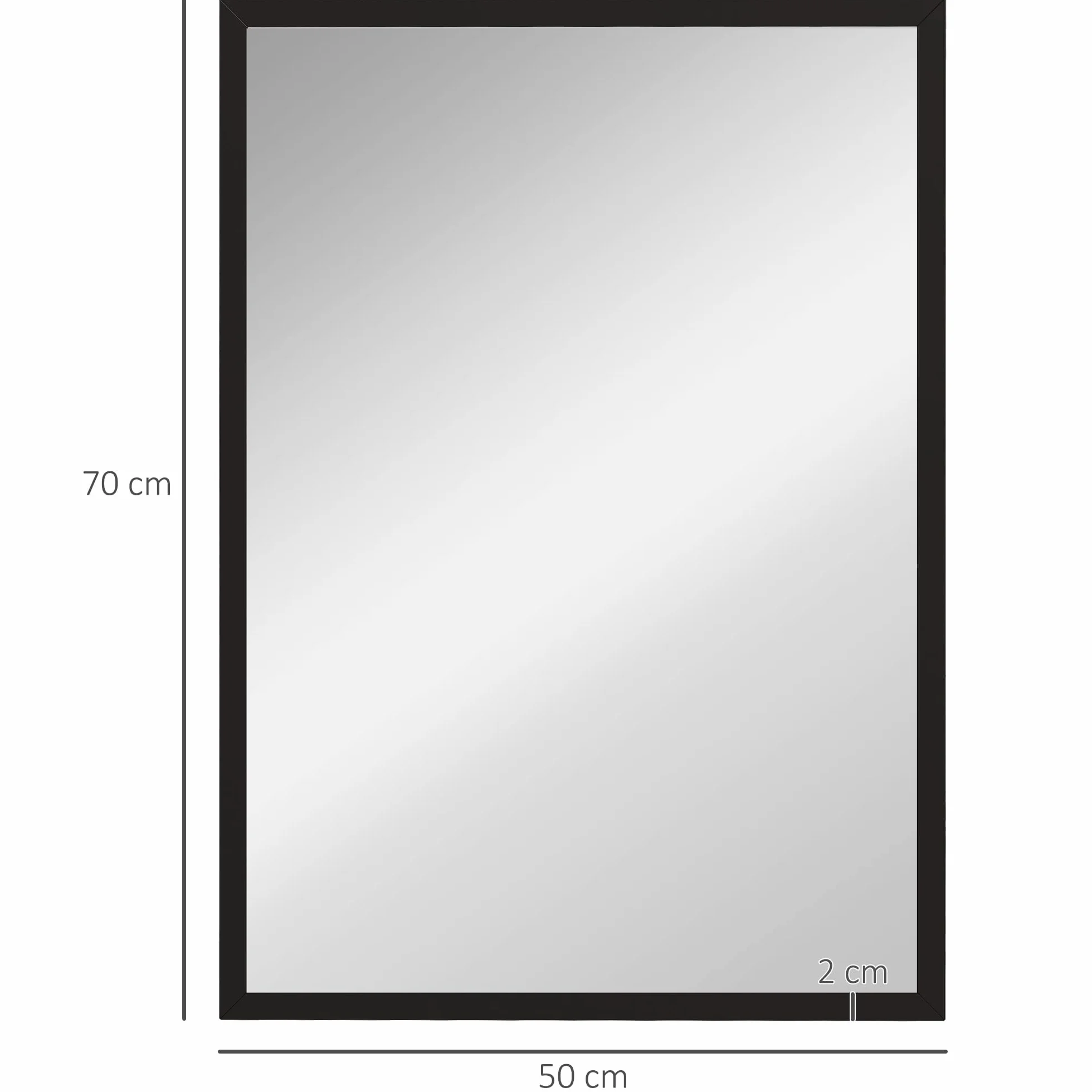 HOMCOM Espejo de Pared, 70x50 cm, Espejo de Baño Rectangular, Decorativo para Salón, Entrada, Pasillo, Horizontal o Vertical, Negro