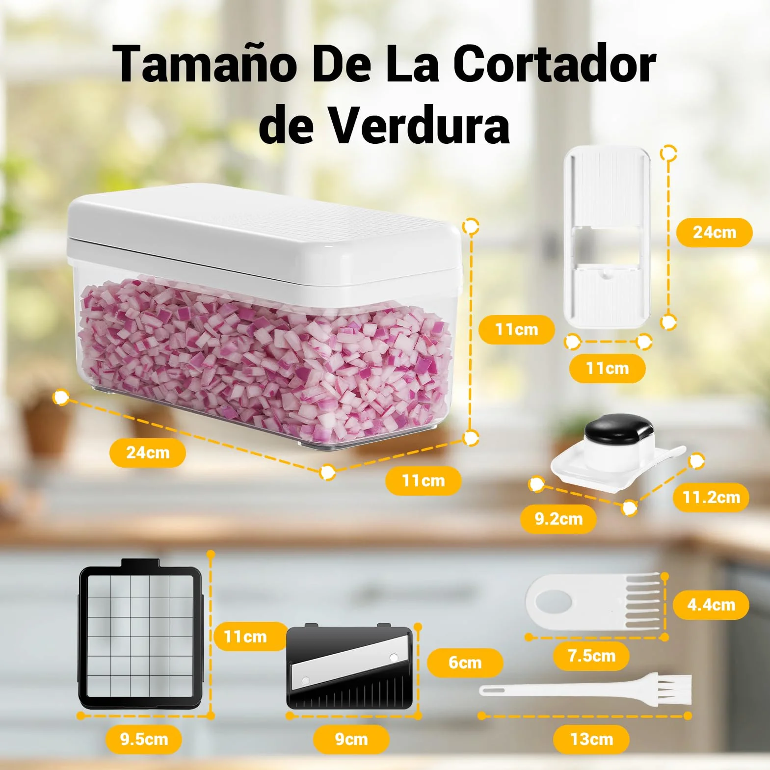 12 En 1 Cortador de Verdura, Mandolina de Cocina Profesional, Picador de Verduras con 7 Cuchillas Afiladas Intercambiables, Cortador verduras para Cebollas, Pepinos, Patatas y Zanahorias