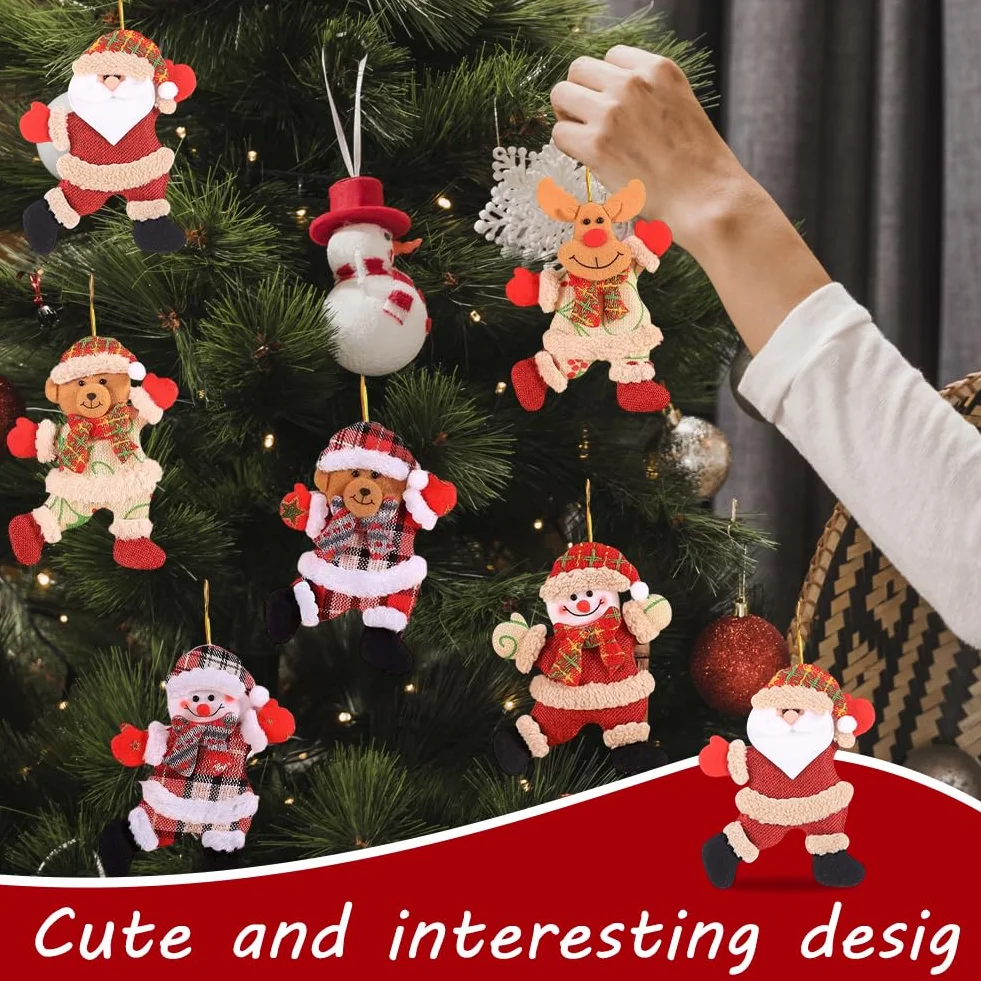Adornos Navidad Árbol 8 Piezas Divertidos Muñecos Noel Muñeco de Nieve Oso Colgante Decoración