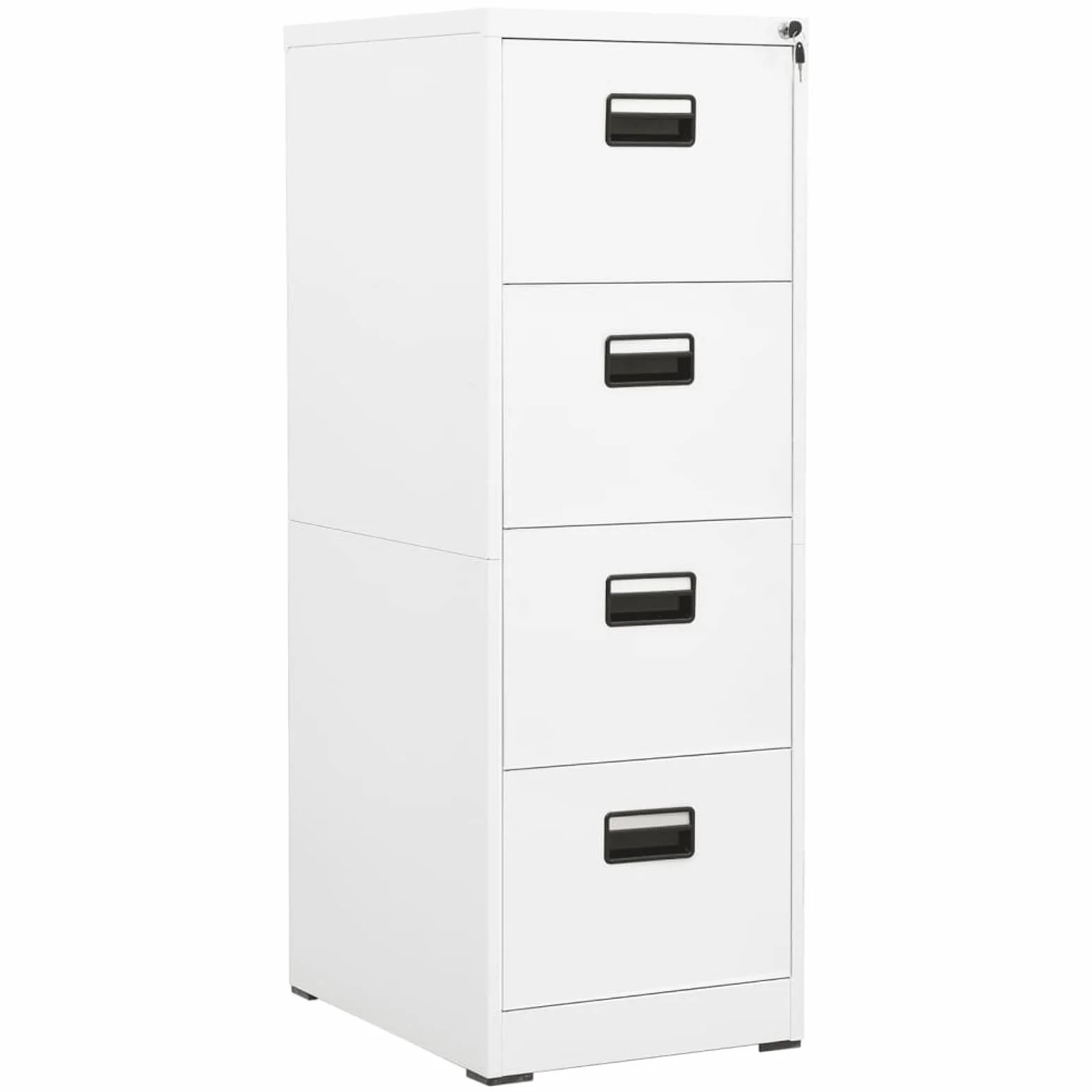 Armario Archivador Armarios Metalico Archivador Oficina de Acero Cajonera Oficina en Color Blanco con 4 Cajones y Cerradura .46 x 62 x 133 cm