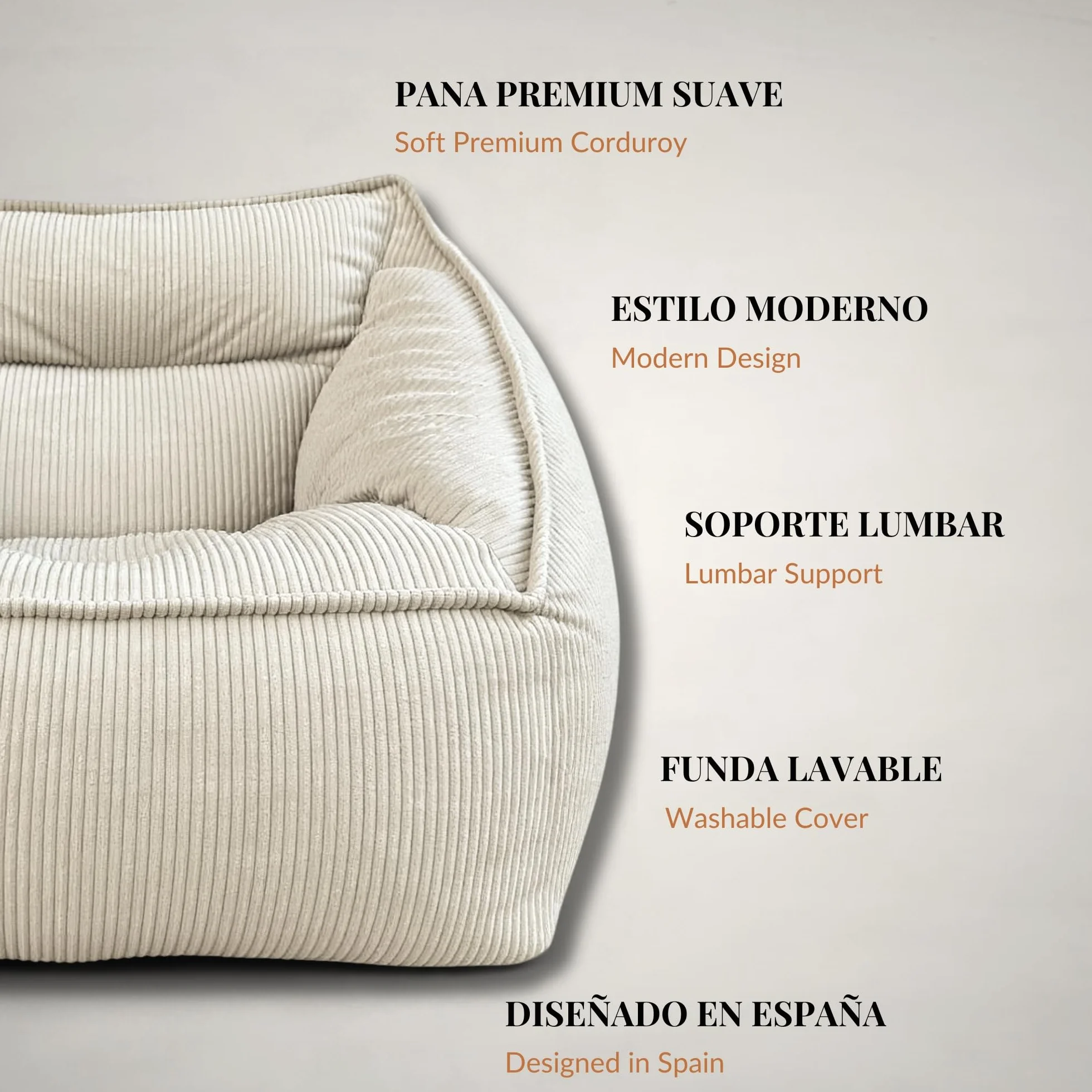 Aiire Sillón Puff con Relleno Incluido - Puf Salon, Dormitorio y Habitación Juvenil Moderno - Funda en Pana Premium Desenfundable y Lavable - Bean Bag XXL Gigante para Adultos [100x100x80]