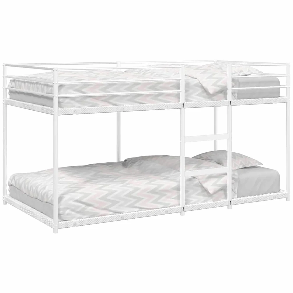 vidaXL Litera sin colchón Acero Blanco 75x190 cm, Estructura de Cama, Base de Cama, Muebles de Dormitorio, Cama Alta, Estructura de litera
