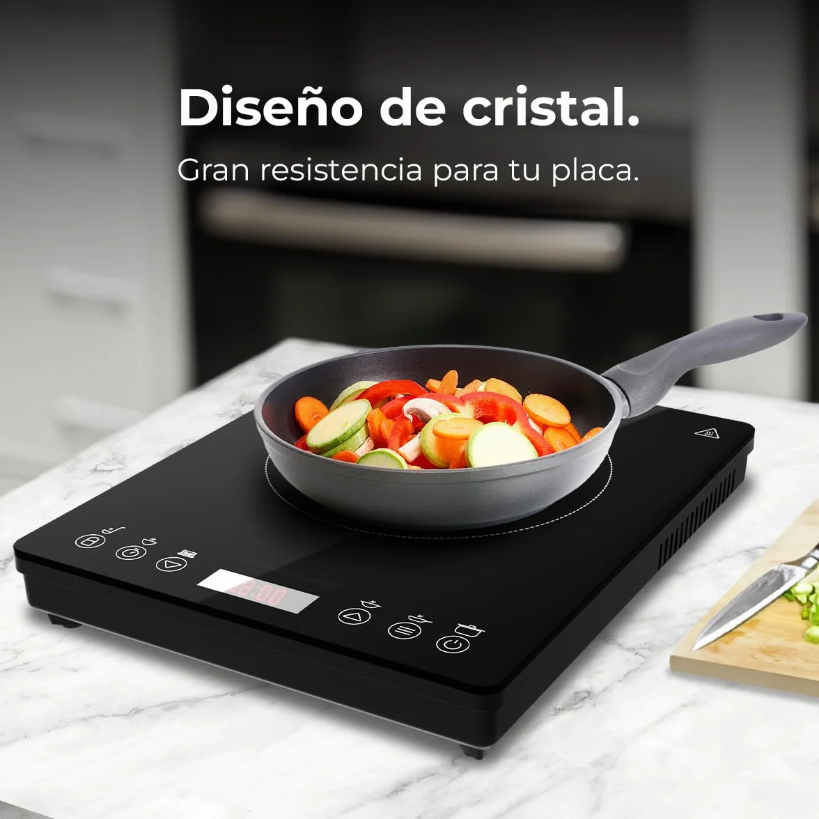 Cecotec Placa de Inducción Portátil 1 Fuego 2000W Full Magma Slim Display Táctil