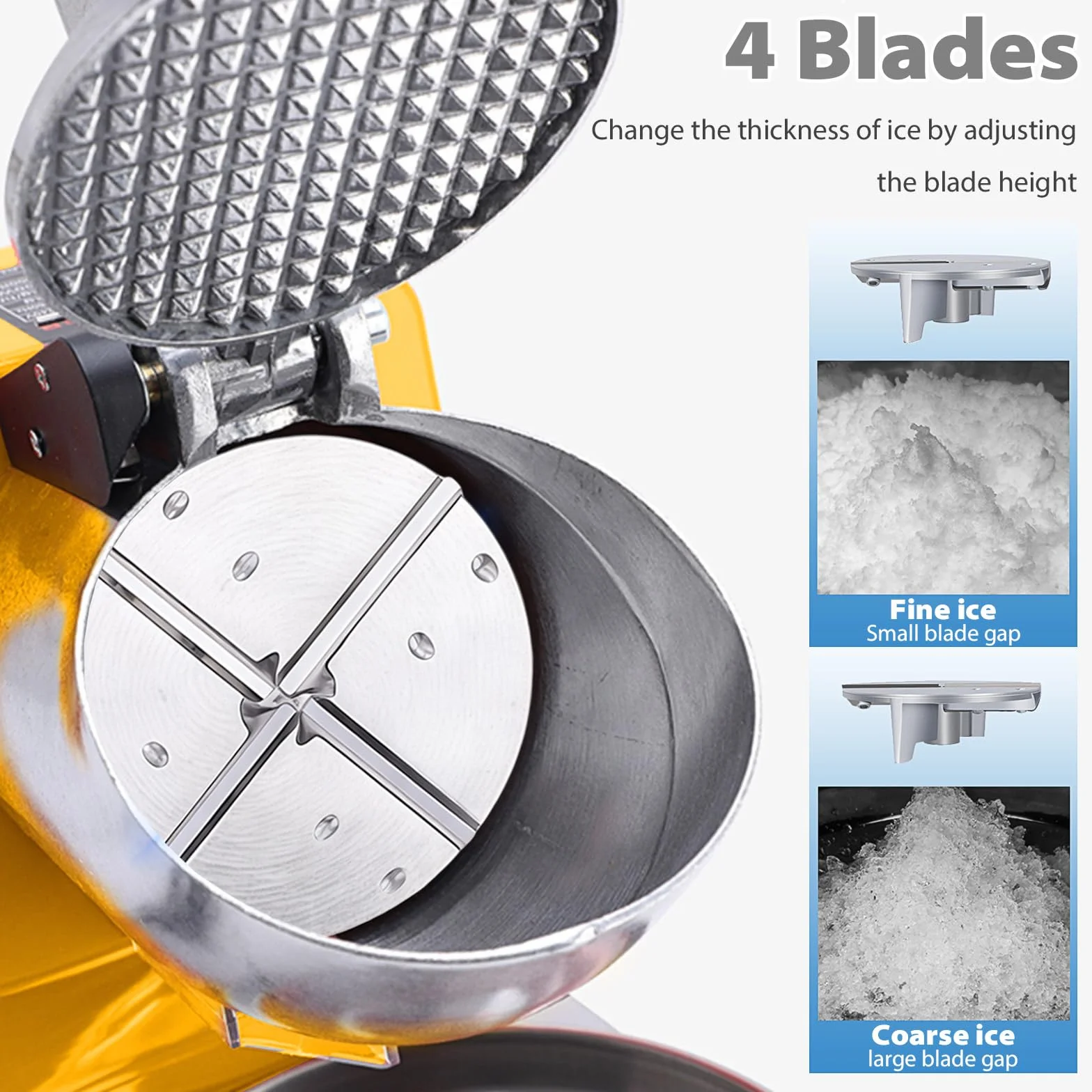 Trituradora de Hielo Eléctrica 500 W 65 kg/h Acero Inoxidable 4 Cuchillas