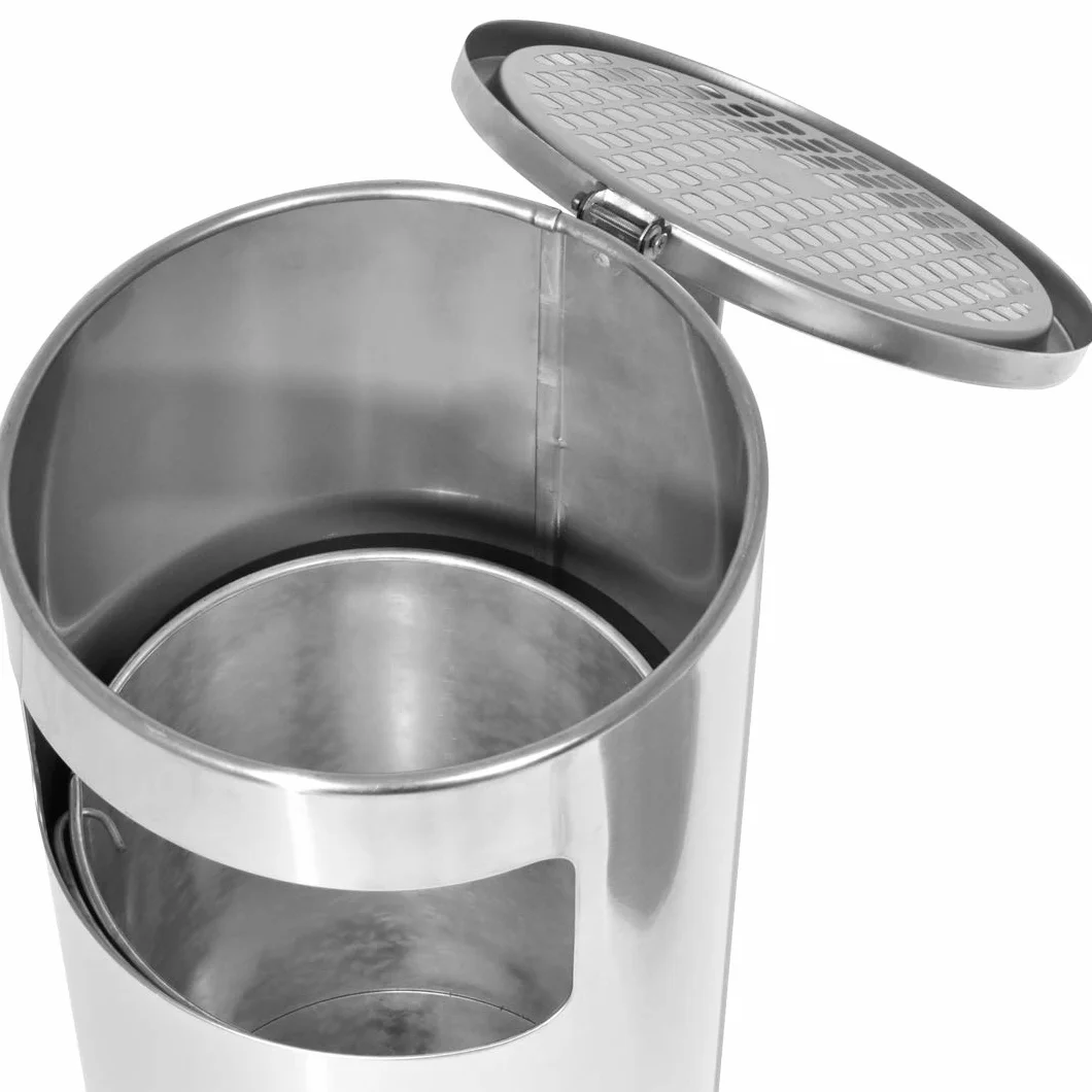 Danieli Store | Papelera y Cenicero Exterior para Pared 10L ø24,5x51 cm | En Acero Fácil de Vaciar con Bandeja Recoge Cenizas | Kit de Fijación a Pared Incluido