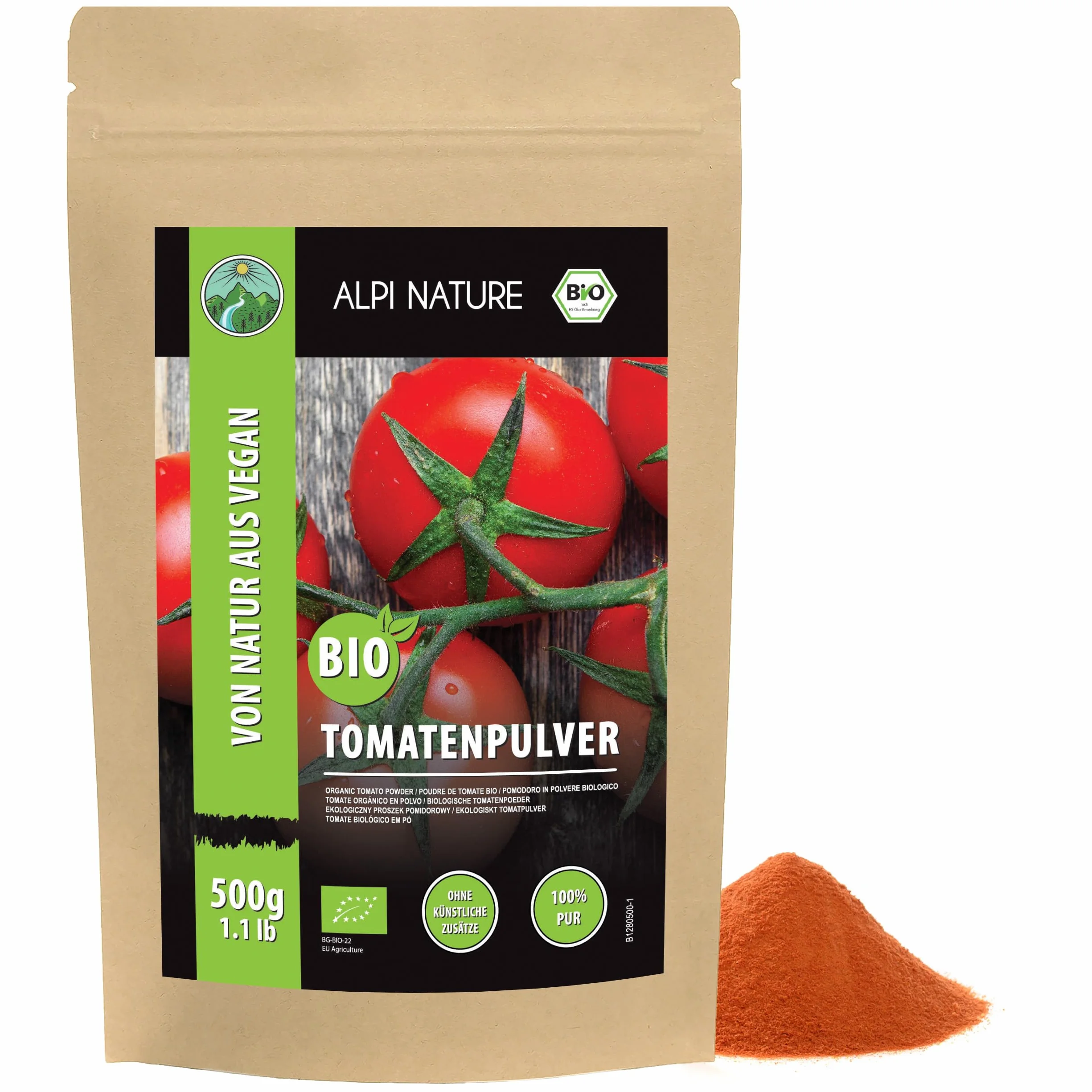 Alpi Nature Tomate Orgánico en Polvo 500g, Condimento de Tomate Seco