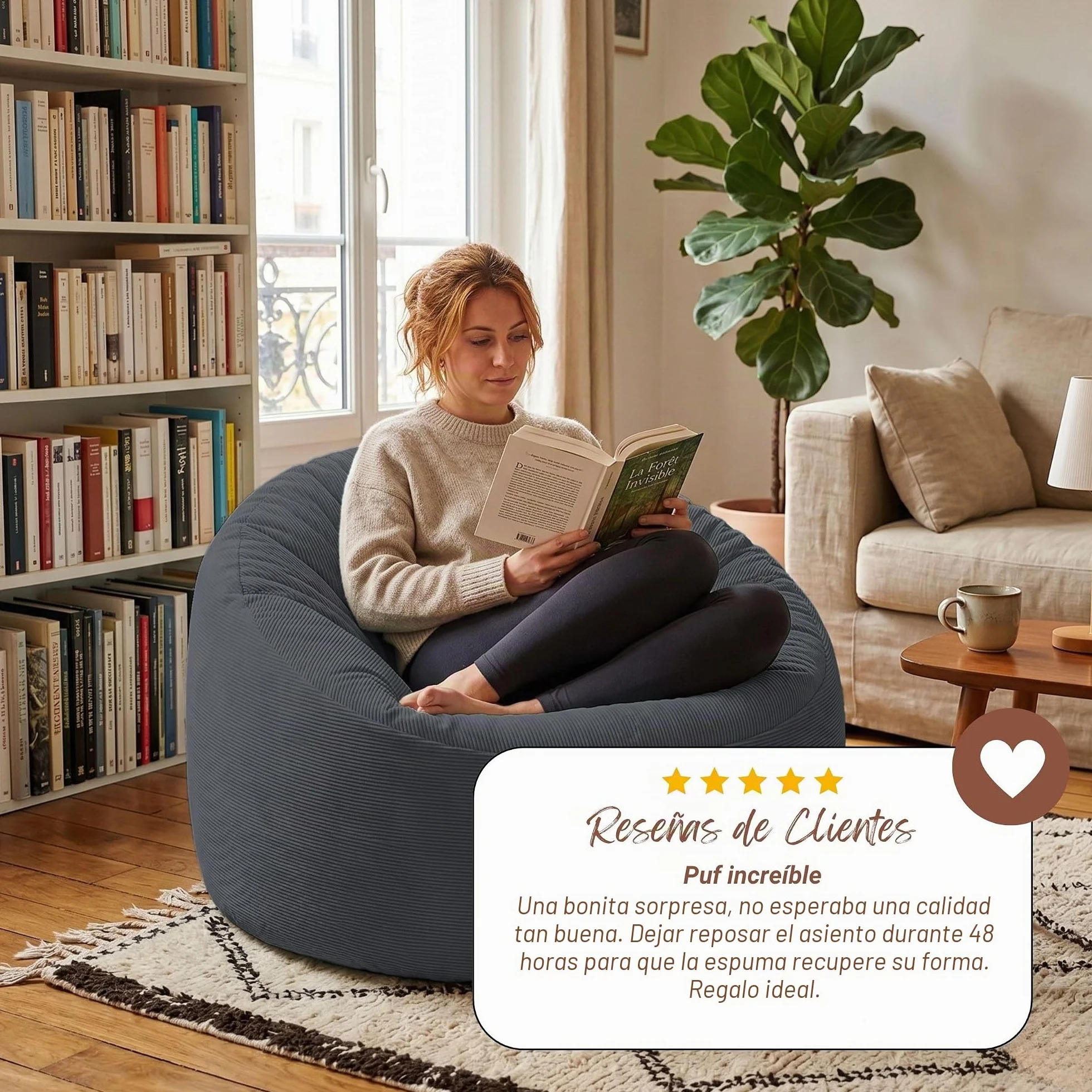 bananair - Puff Salón de Terciopelo Acanalado - Suave y Confortable - Puff Pera con Relleno de Espuma Incluido, Óptimo Apoyo para la Espalda - Bean Bag, Sofa Puff Gigante (100 cm, Azul Marino)