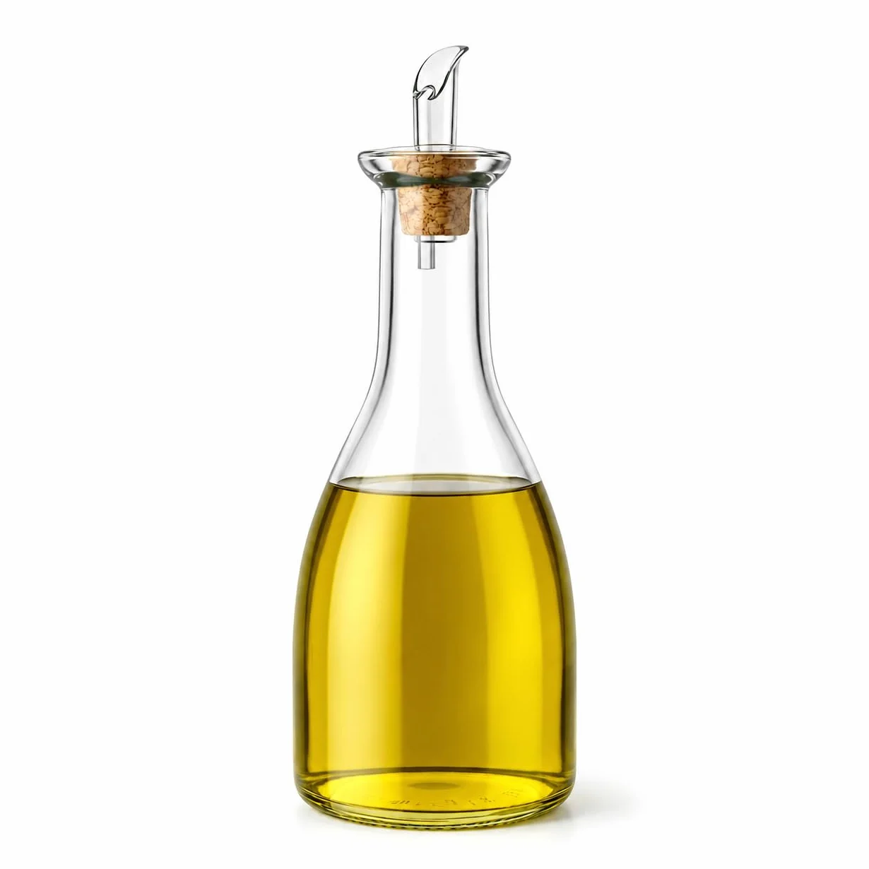 Aceitera Antigoteo 500 ml con Embudo Plegable – Botella de Vidrio con Tapón de Corcho Natural para Aceite y Vinagre