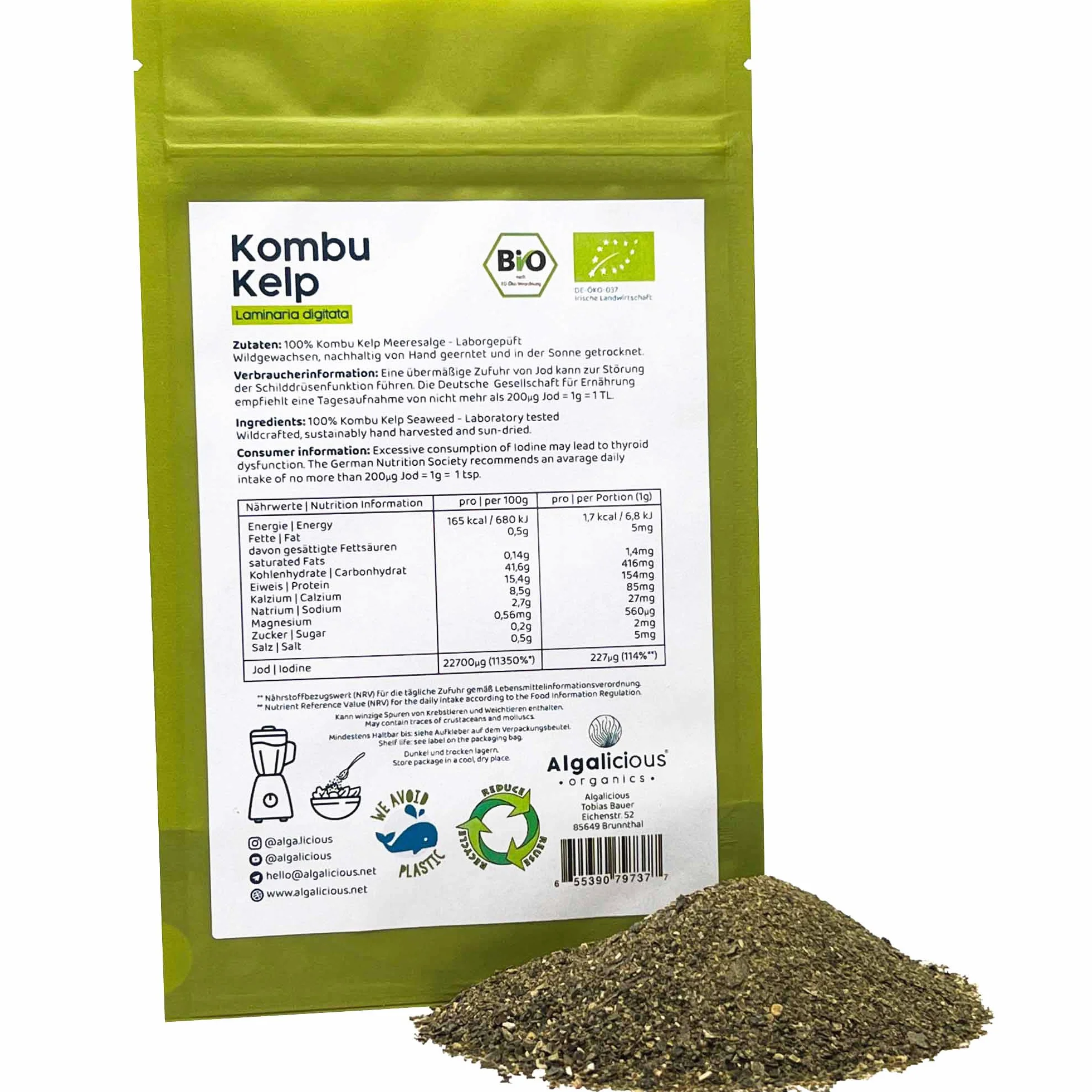 Alga Kombu Bio Laminaria Digitata en Copos 50g 2 mm