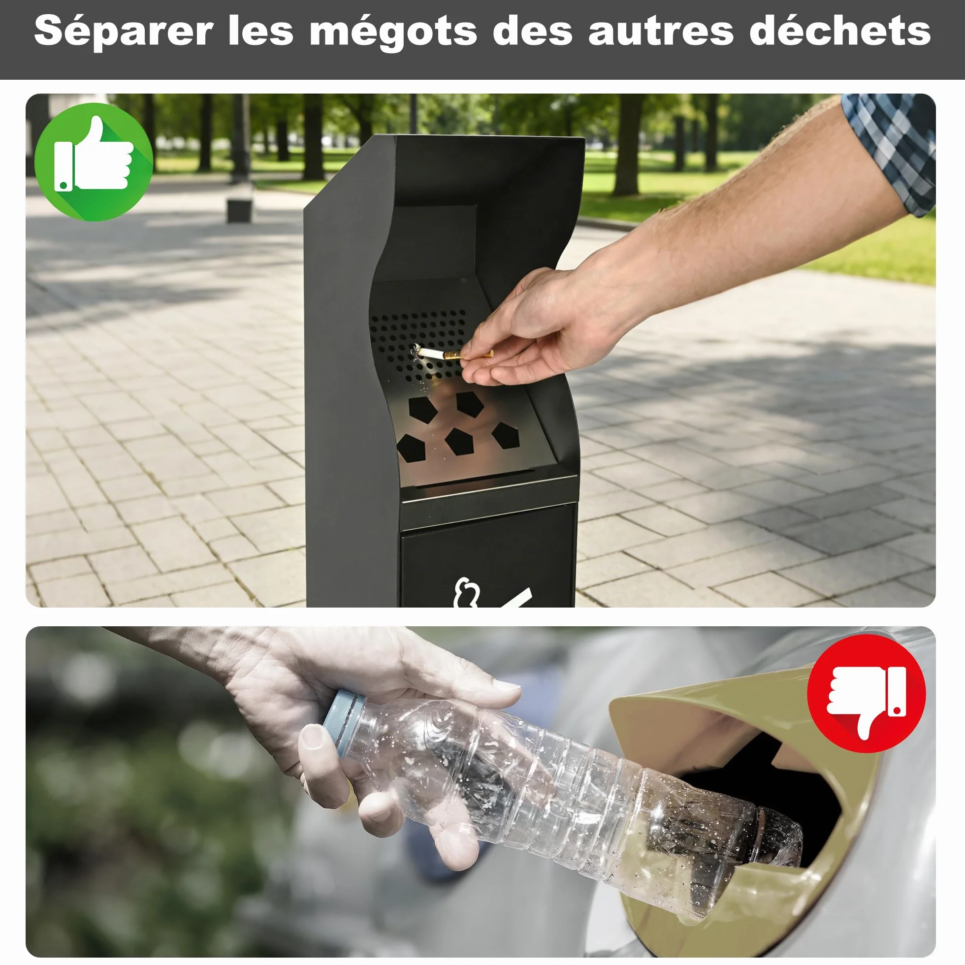 uyoyous - Cubo de basura para exteriores (93 x 20 x 20 x 20 cm, con compartimento interior extraíble, contenedor de desechos comercial con cerradura)