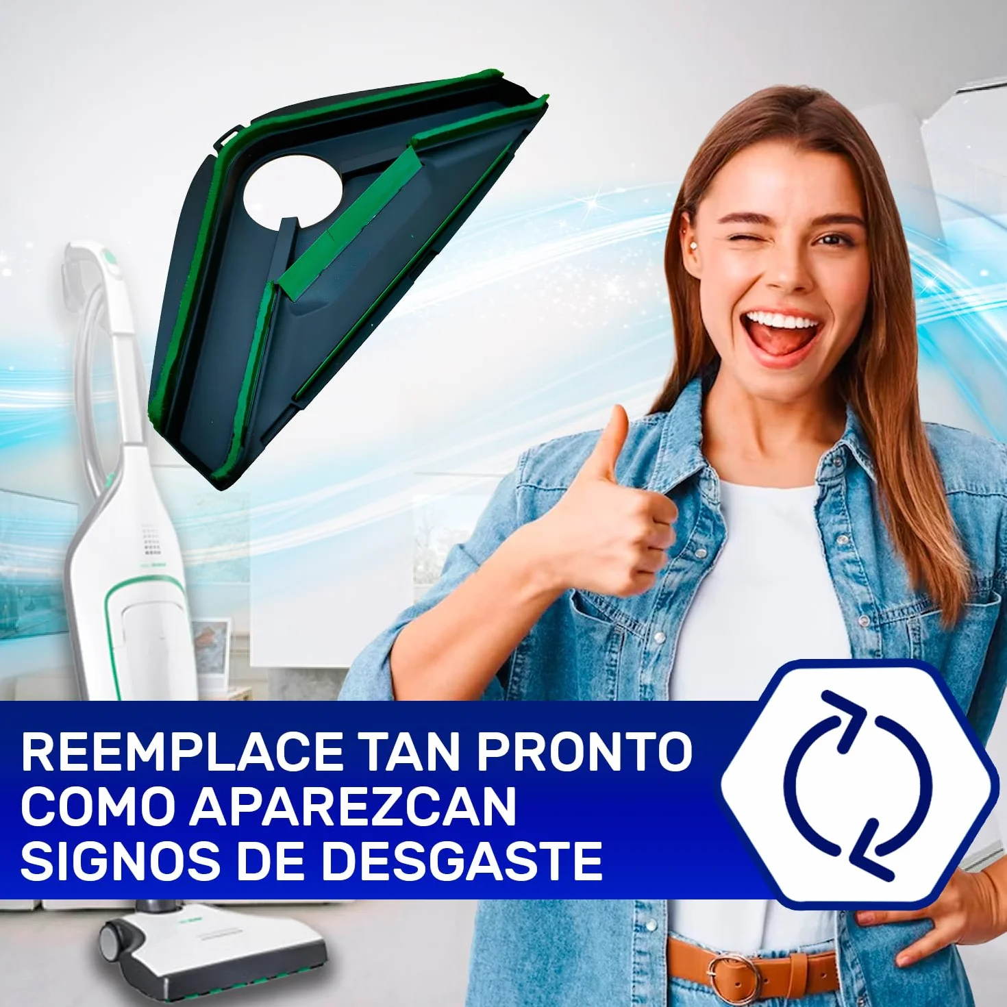 MONTERAL Cepillo con Borde de Goma y Cerdas para Modelos HD60 HD65 para Aspiradora con Código Original 58072 para Vorwerk Kobold VK200 VK220S - Garantía de 10 Años