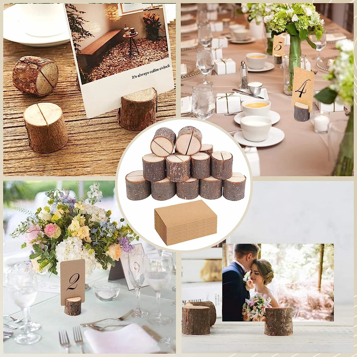28 Piezas Memo Clip, Clip de Nota Memo, Soporta Tarjetas Madera, Porta Tarjetas de Madera, Soporta Tarjetas Mesa Boda, para Cenas Familiares, Bodas, Oficinas, Decoración de Restaurantes (7 Estilos)