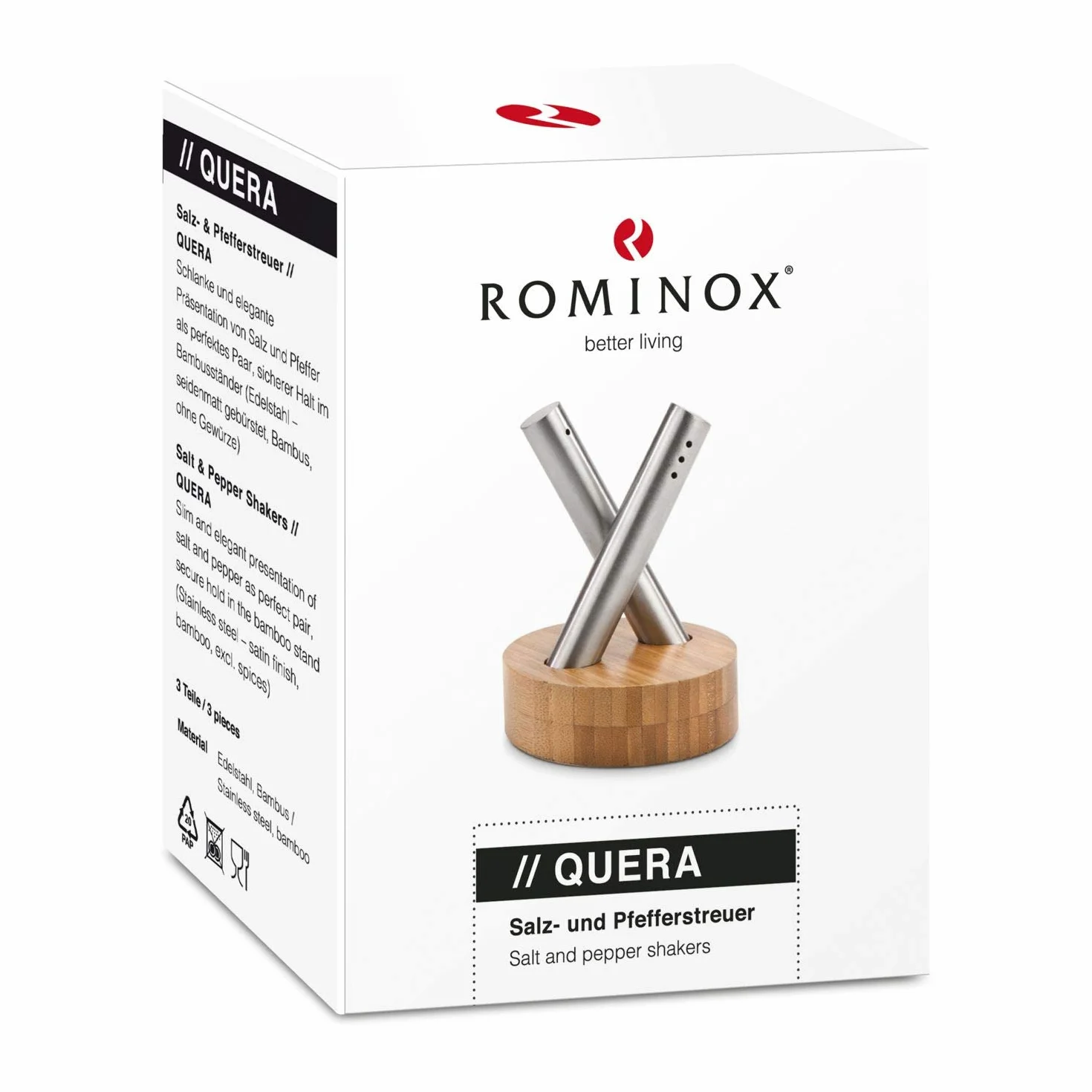 ROMINOX RX2202 - Salero y pimentero (acero inoxidable, acabado satinado)