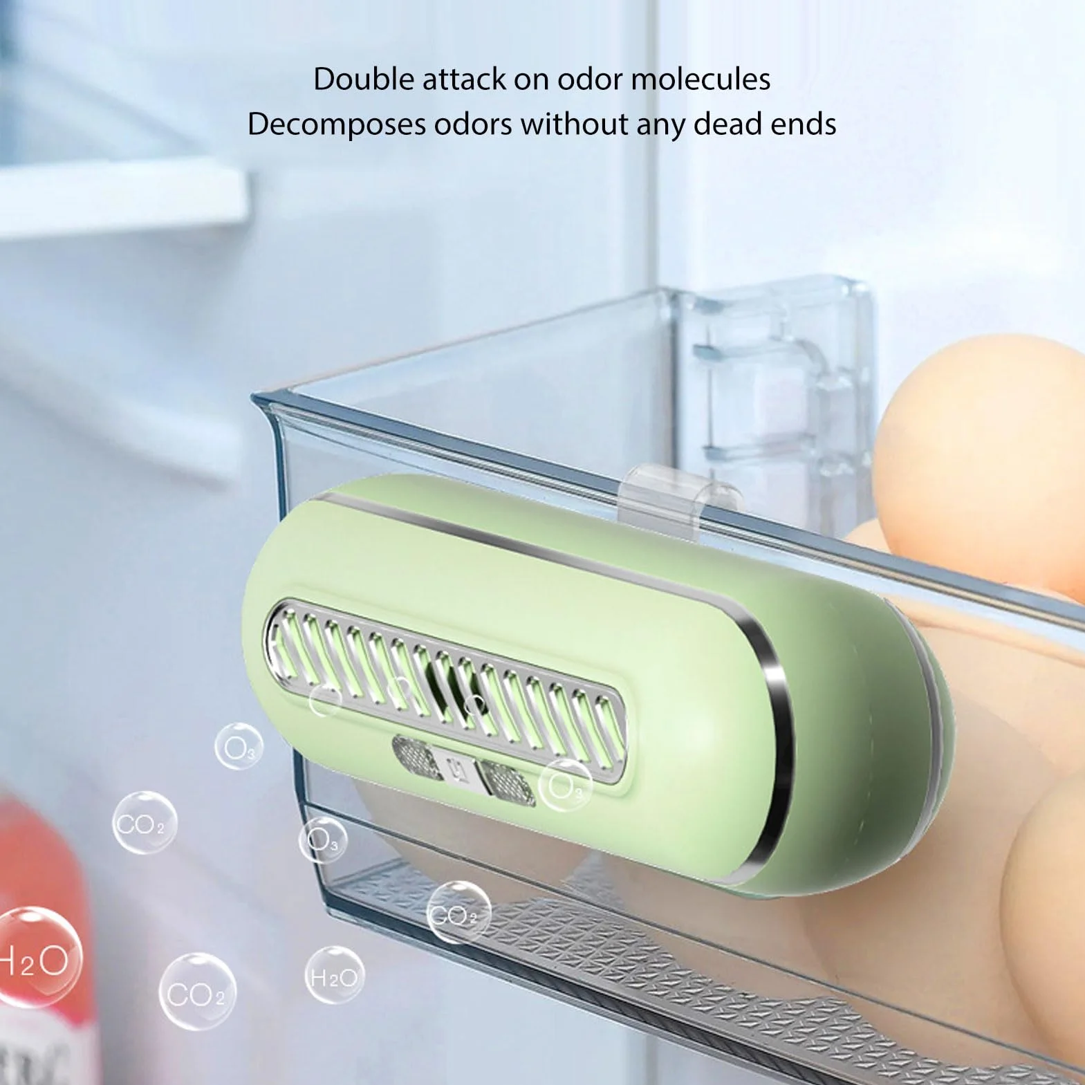 Mini Desodorizador de Nevera USB, Desodorizador de Nevera Reutilizable Durante Años Eliminador de Olores Recargable y Reutilizable 1200 MAh USB Portátil Anticongelante Eléctrico