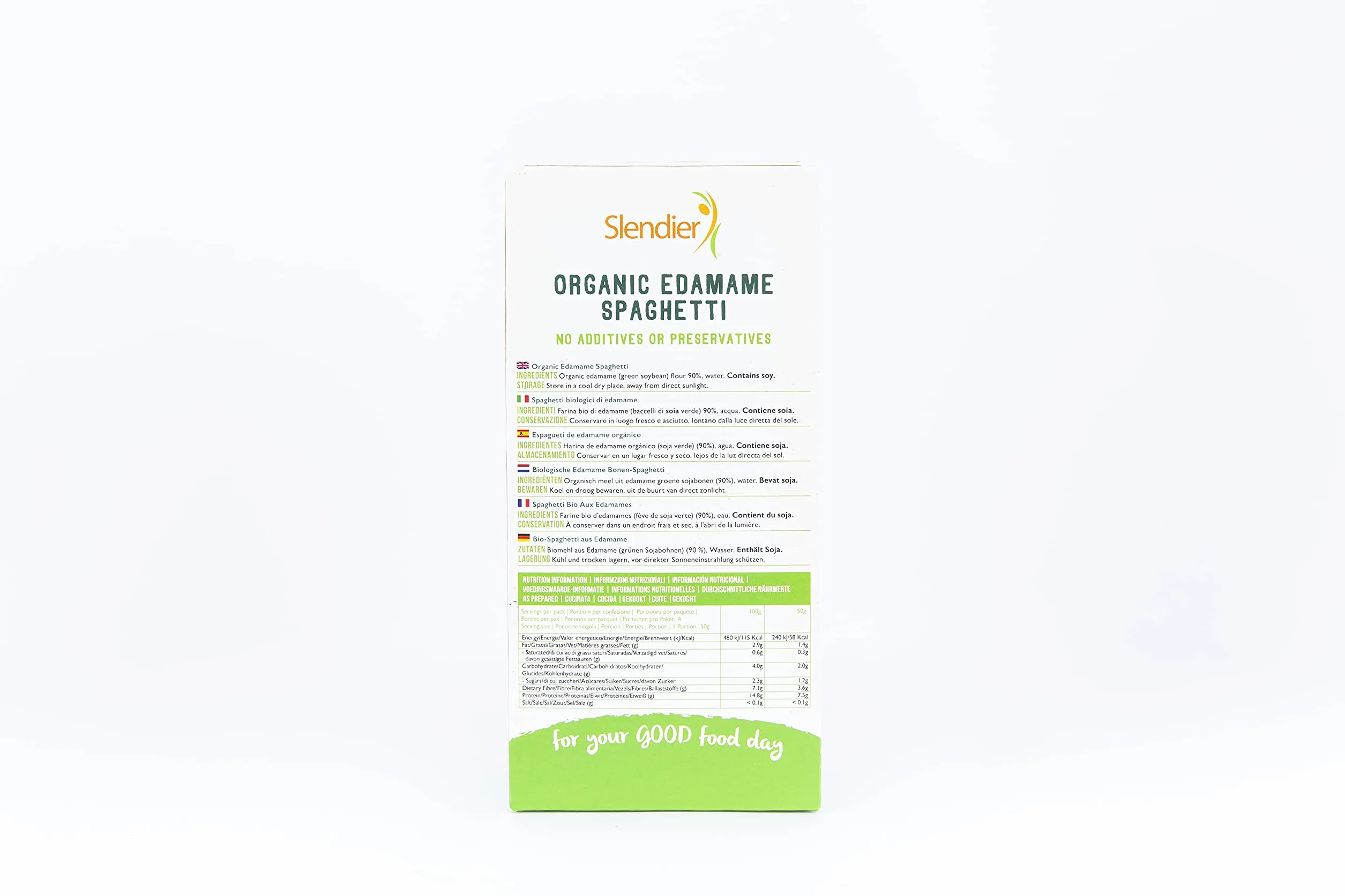Slendier Espagueti de edamame orgánico 200g
