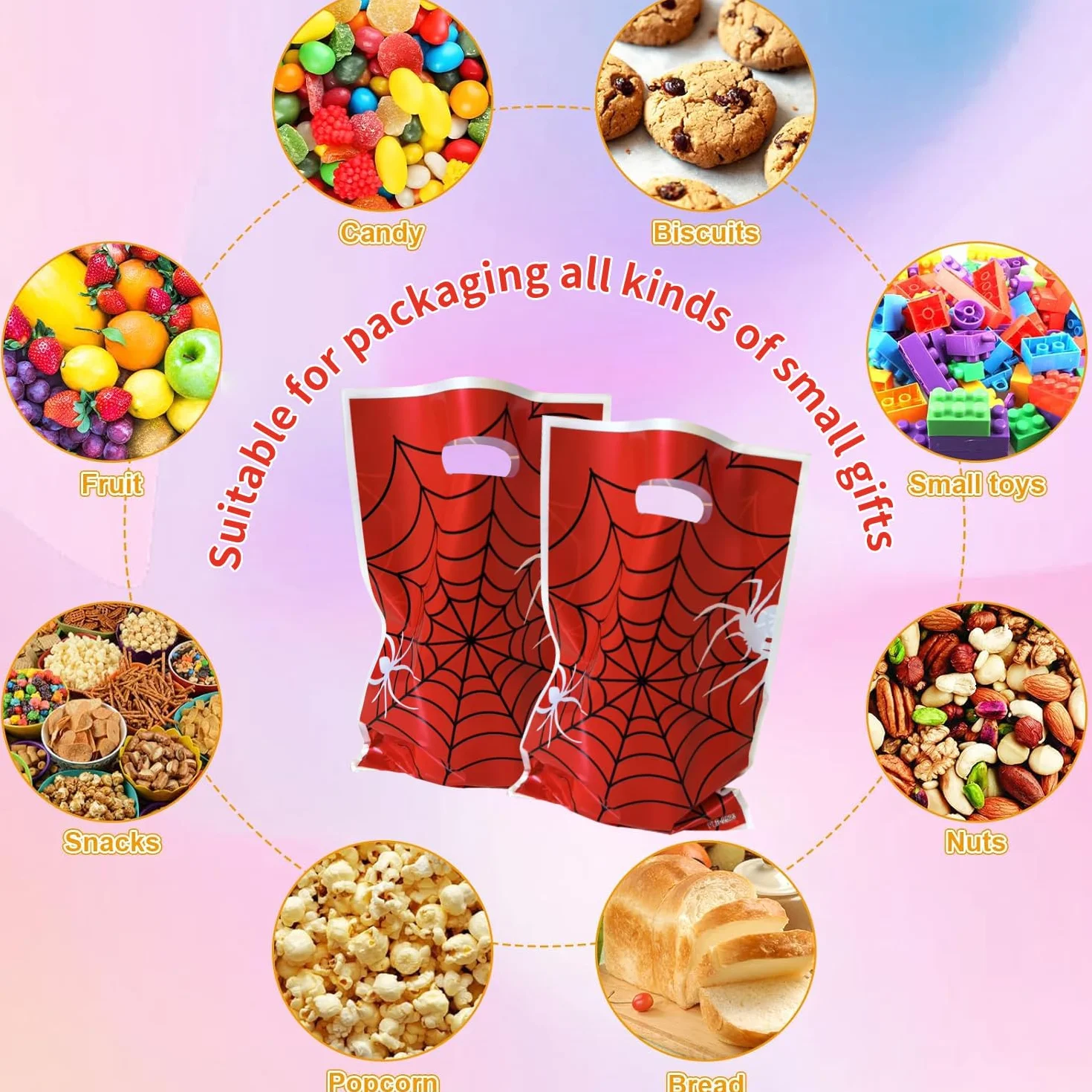30 Piezas Bolsas de Regalo Cumpleaños, Red Spid Bolsas de Regalo para Fiestas or Plástico Bolsitas Caramelos de Niños para Regalos fiestas de cumpleaños, Navidad, Bolsas galletas