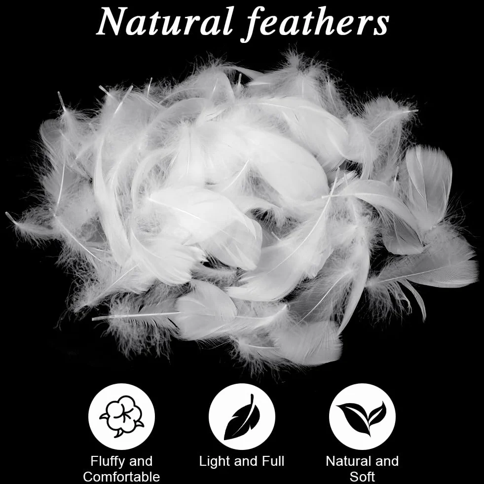 Plumas de Ganso Blancas 6-12cm, 100 Piezas para Manualidades, Atrapasueños, DIY Tocado