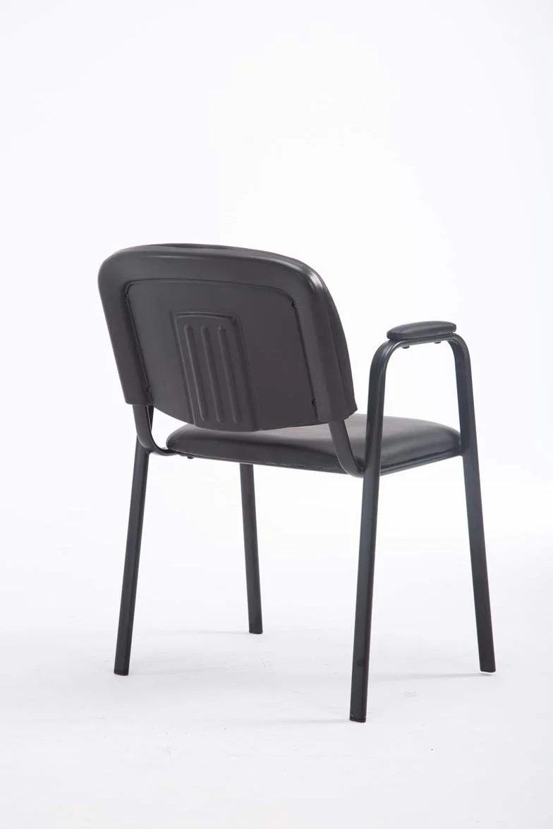 CLP Silla apilable Ken Pro con reposabrazos Acolchados, Silla de Conferencia apilable de Polipiel, Estructura Metalica Negra, hasta 150 kg, Color:Negro