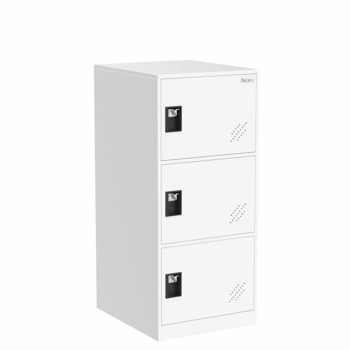 MECOLOR Armadietto verticale con Chiusura a lucchetto 3 vani portaoggetti Bianco P3V