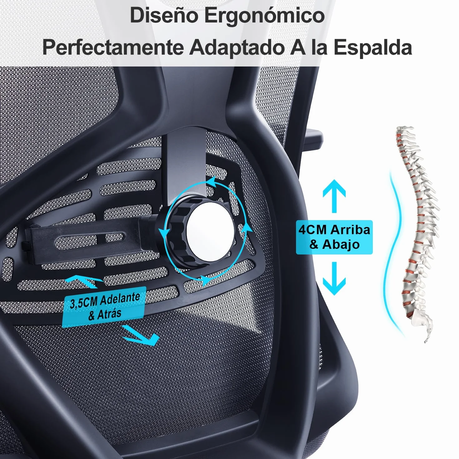 Ticova Silla de Oficina Ergonómica Respaldo Alto con Soporte Lumbar Ajustable Reposacabezas Reposabrazos 3D 130° Silla de Computadora Malla Mecedora