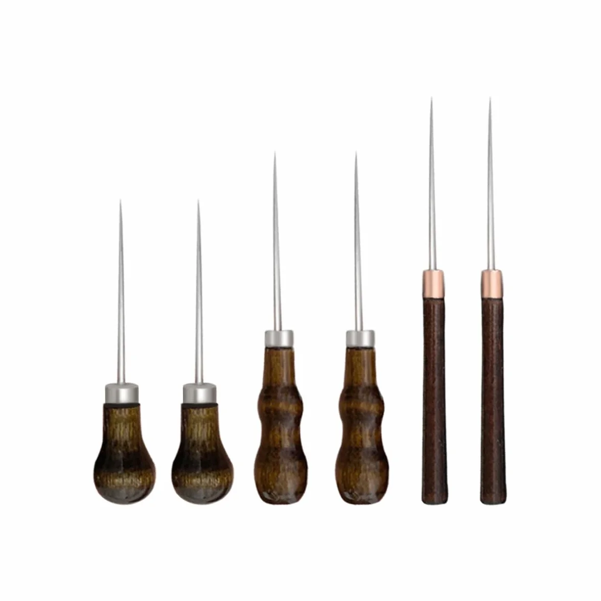 6 herramientas de punzón, herramienta de punzón de cuero, herramientas de perforación con mango en forma de calabaza para perforación de costura de cuero