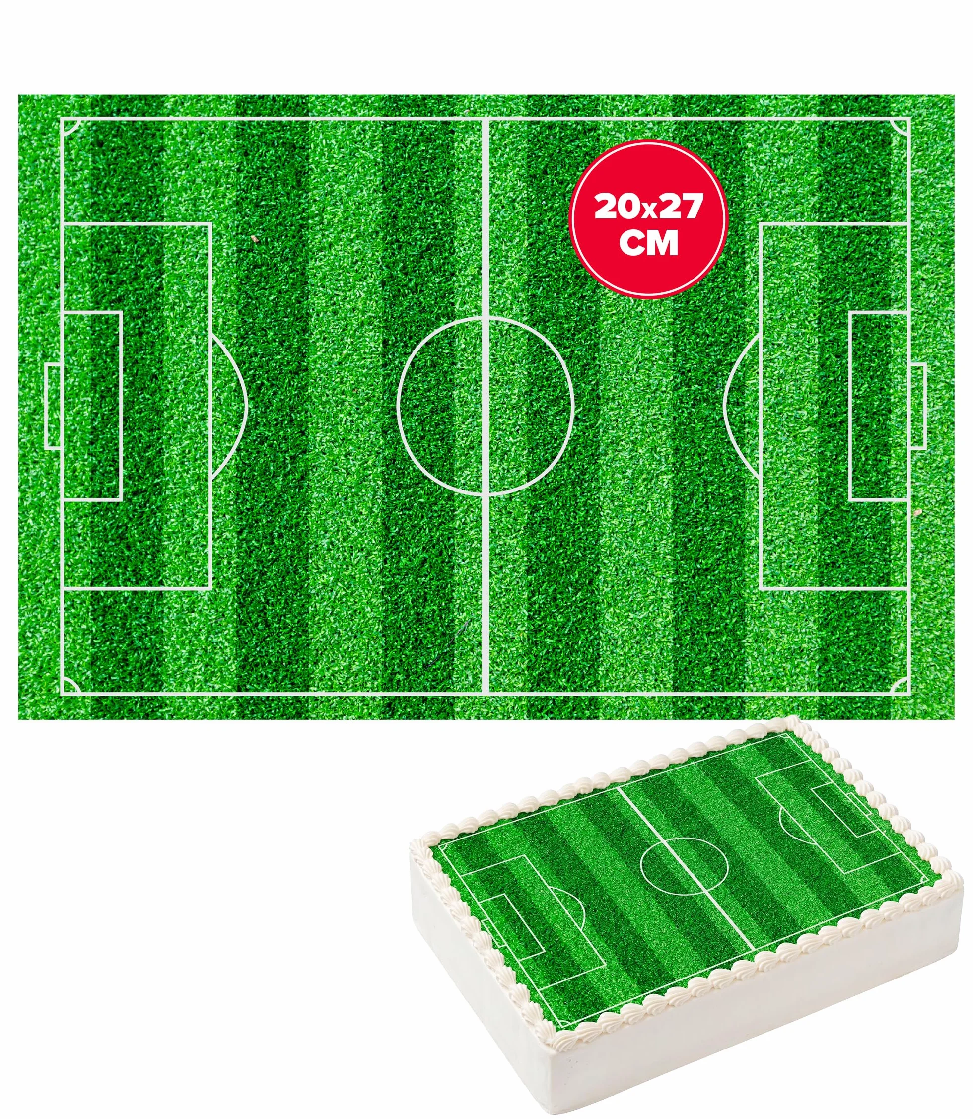 Lámina comestible Campo de Fútbol 20x27cm sin azúcar añadido sin gluten decoración tartas