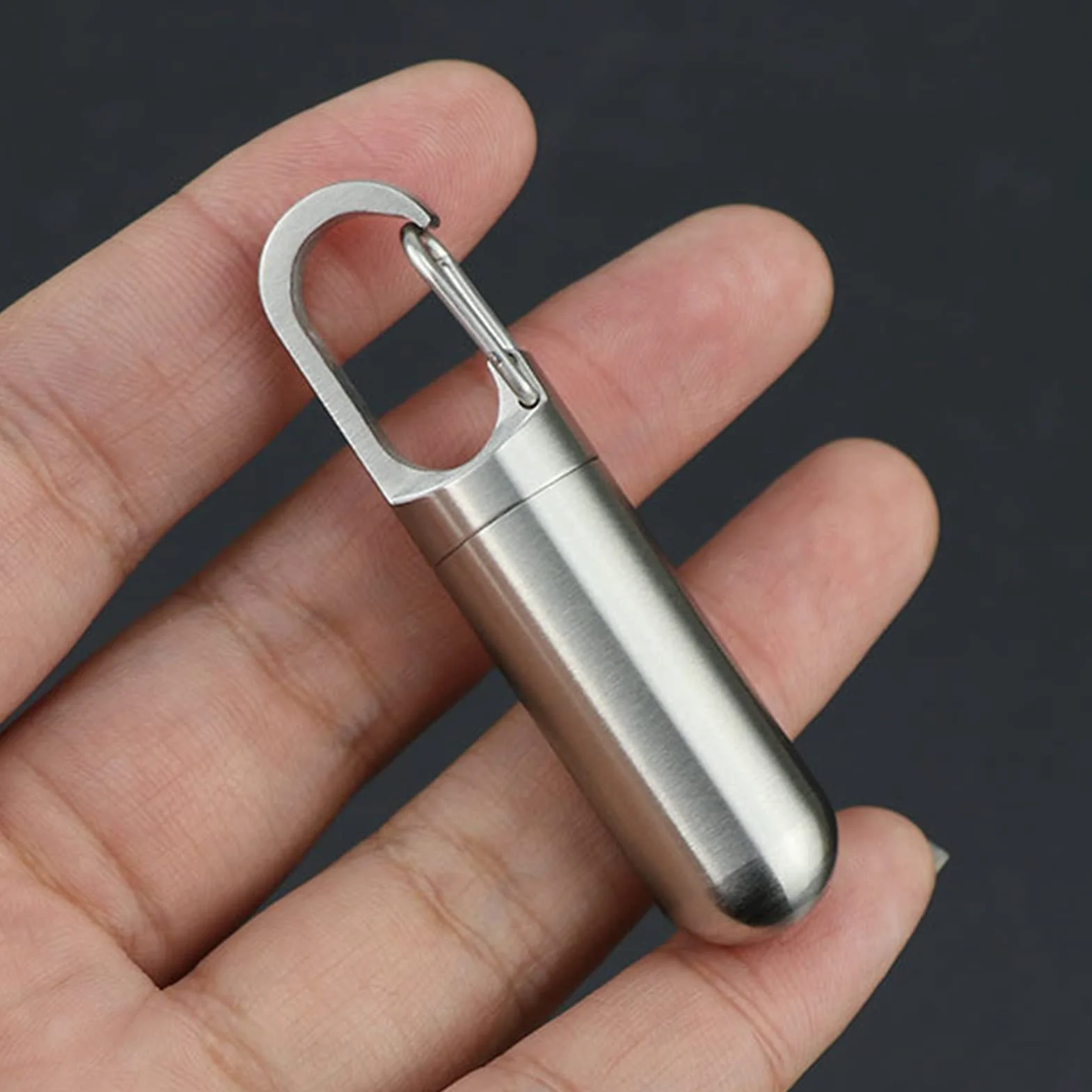 Pastillero de Acero Inoxidable Sellado Impermeable Portátil Mini Llavero