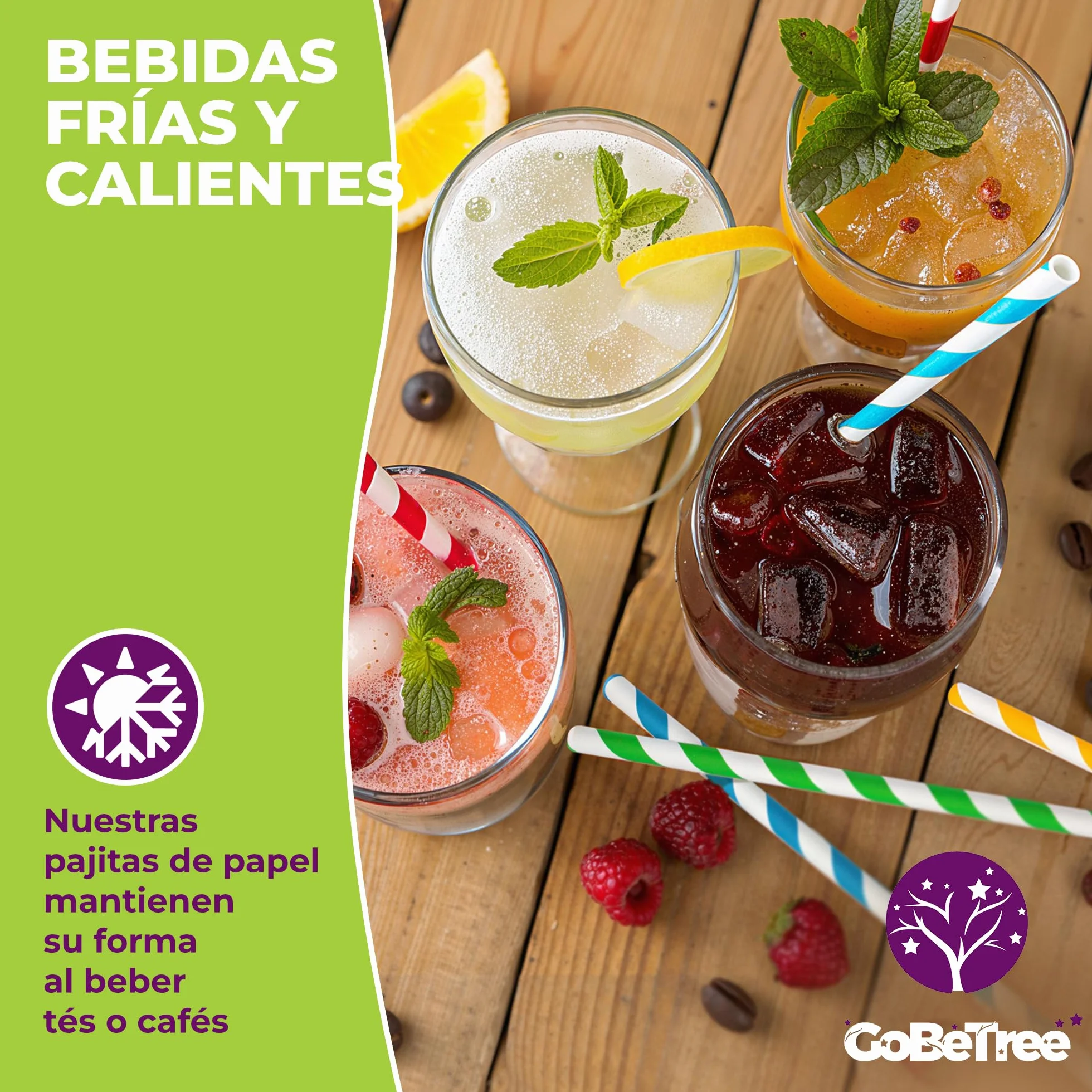 GoBeTree Pajitas de Papel Desechables Cartón Multicapa 20 cm Colores Variados para Café Té Cócteles