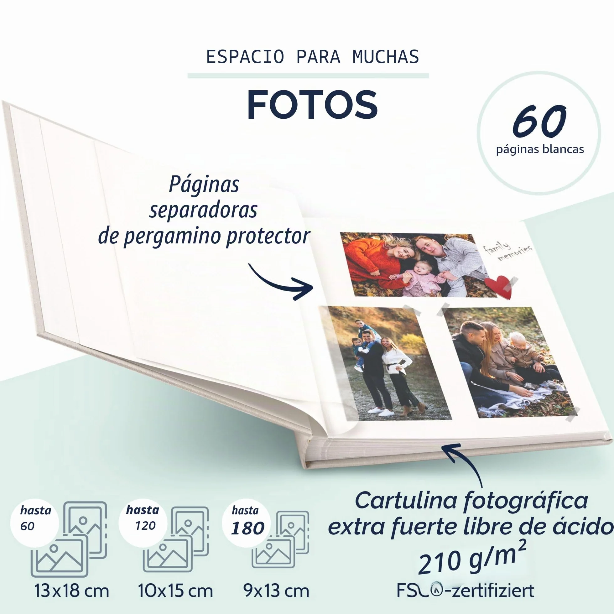 goldbuch 24605 Álbum de fotos Summertime Trend 2 con 60 páginas blancas con separadores de pergamino, álbum de recuerdos con cubierta de lino para pegar, color beige, 25 x 25 x 4 cm