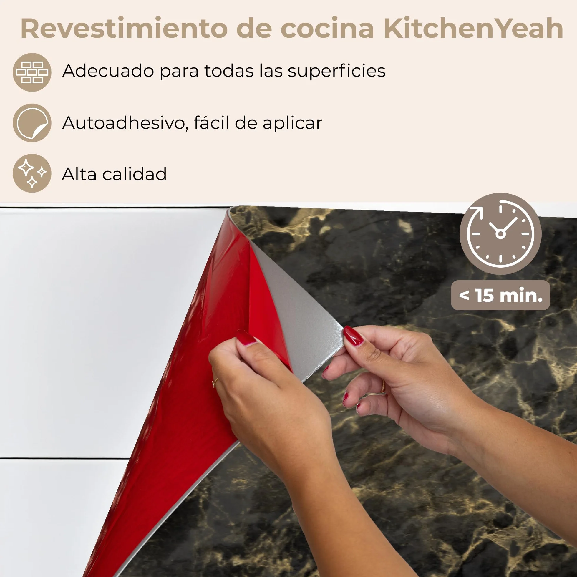 KitchenYeah Antisalpicaduras Cocina 80x400 cm Adhesivo Salpicadero Protector Negro Mármol Oro