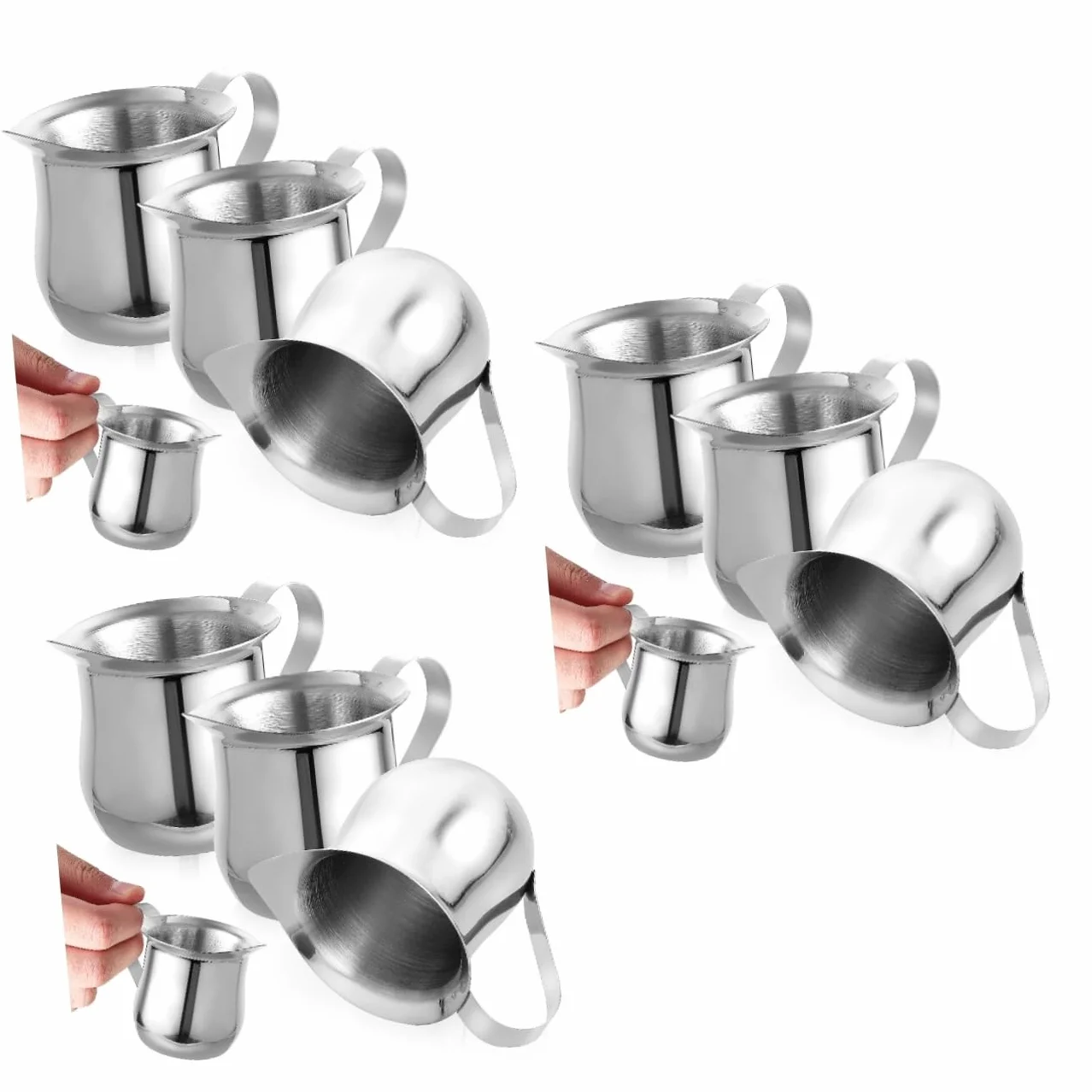 DOITOOL 9 Piezas Jarra de Leche Inoxidable Taza Espumadora para Café Espresso con Diseño de Precisa y Mango Ergonómico