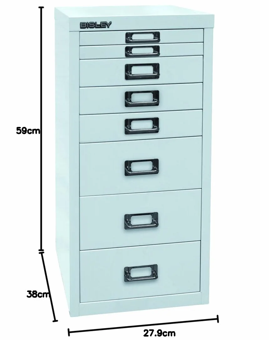 BISLEY H298BNL-av7 MultiDrawer Serie 29 DIN A4, 8 cajones, Metal, 645 Light Grey, 38 x 27.9 x 59 cm