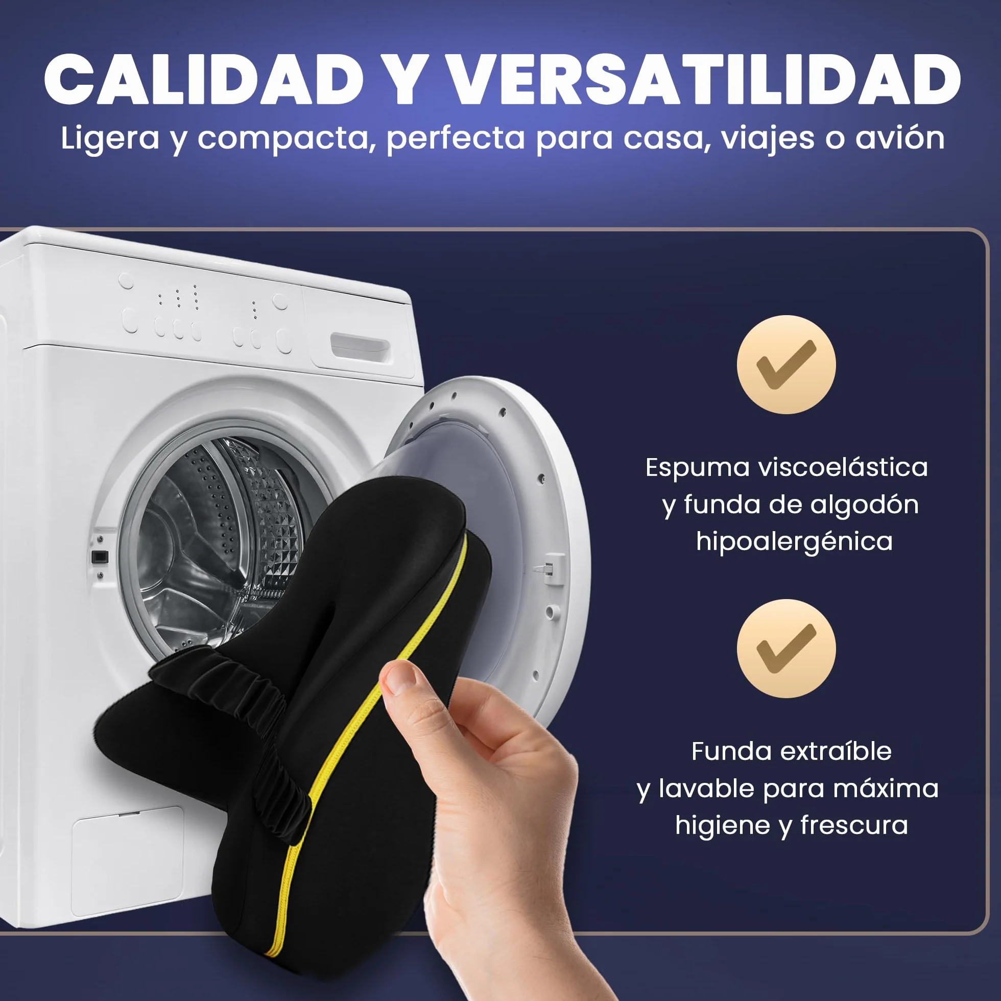 VASSL Almohada Piernas Dormir - Cojin para Dormir Entre Las Piernas con Espuma de Memoria - Soporte para el Tobillo y la Rodilla - Almohadilla para Dormir de Lado.