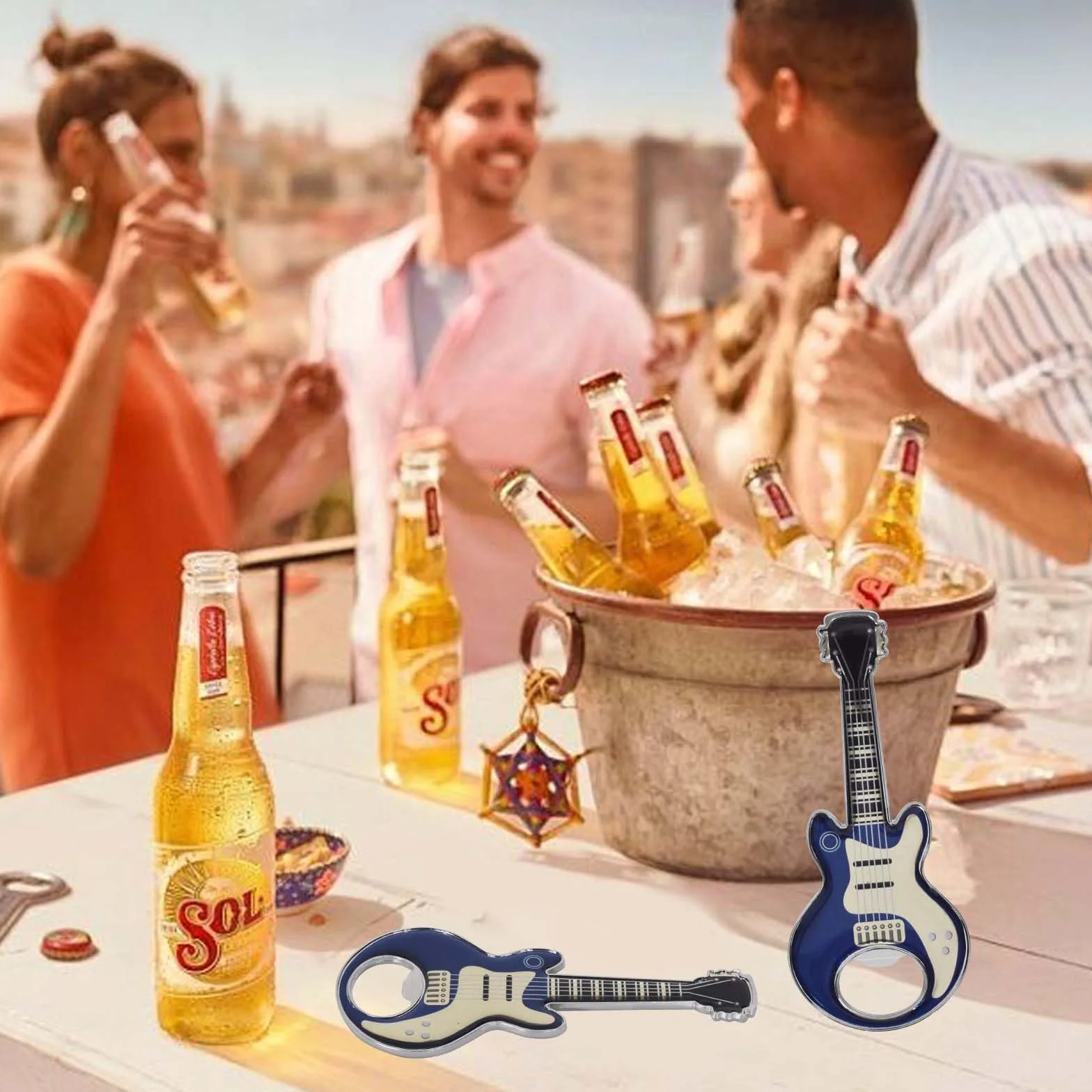Abrebotellas Con Forma De Guitarra,2 Pieza Botellas de Acero Inoxidable, Abridor de Botellas de Guitarra con Imán, Abridor De Botellas Creativo, Regalos de Música para Hombres