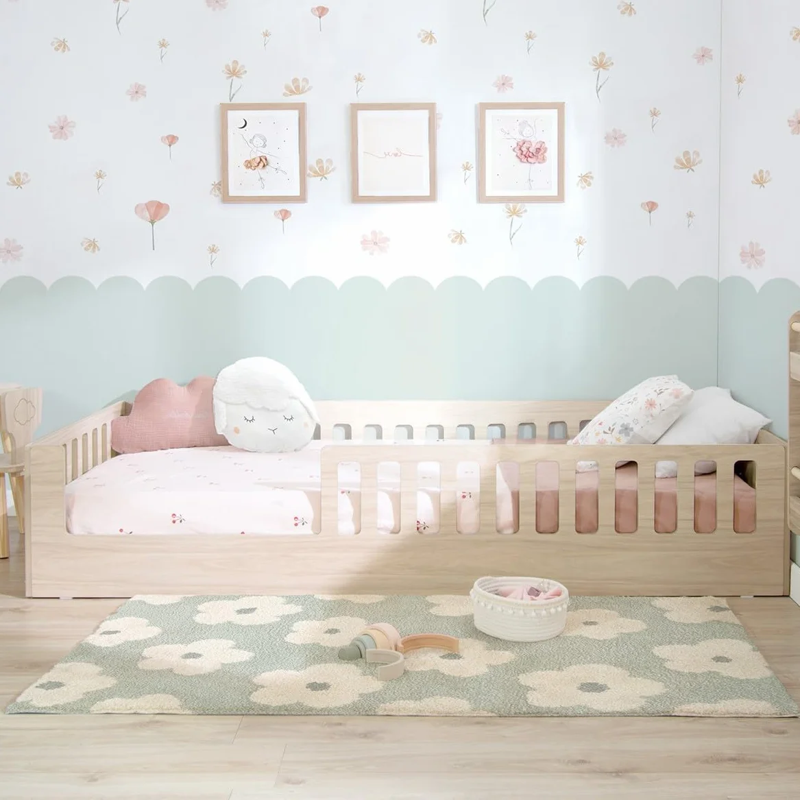 Bainba Cama Montessori BARROTES Creta 90x190 cm (Entrada Izquierda)