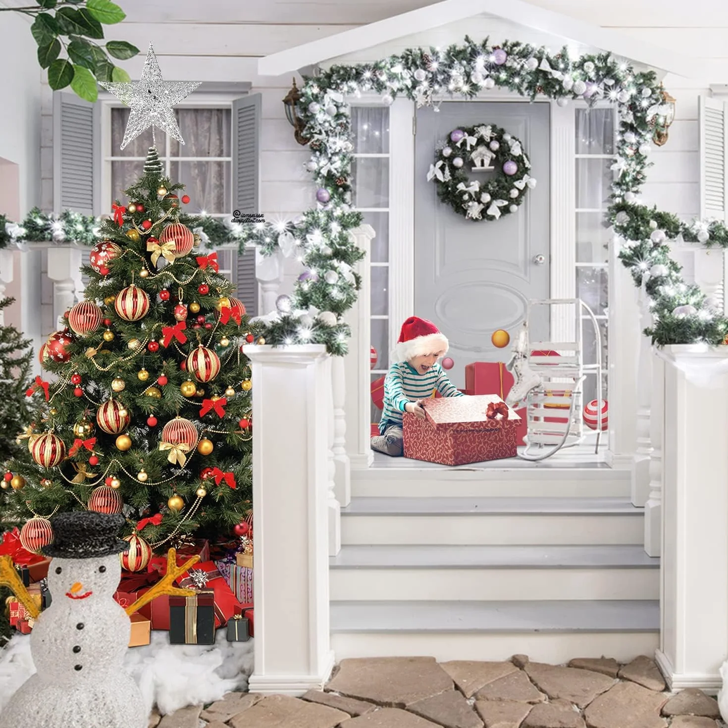 Estrella Plateada para Árbol de Navidad 25 cm - Topper Decorativo 2024 Nuevo Modelo