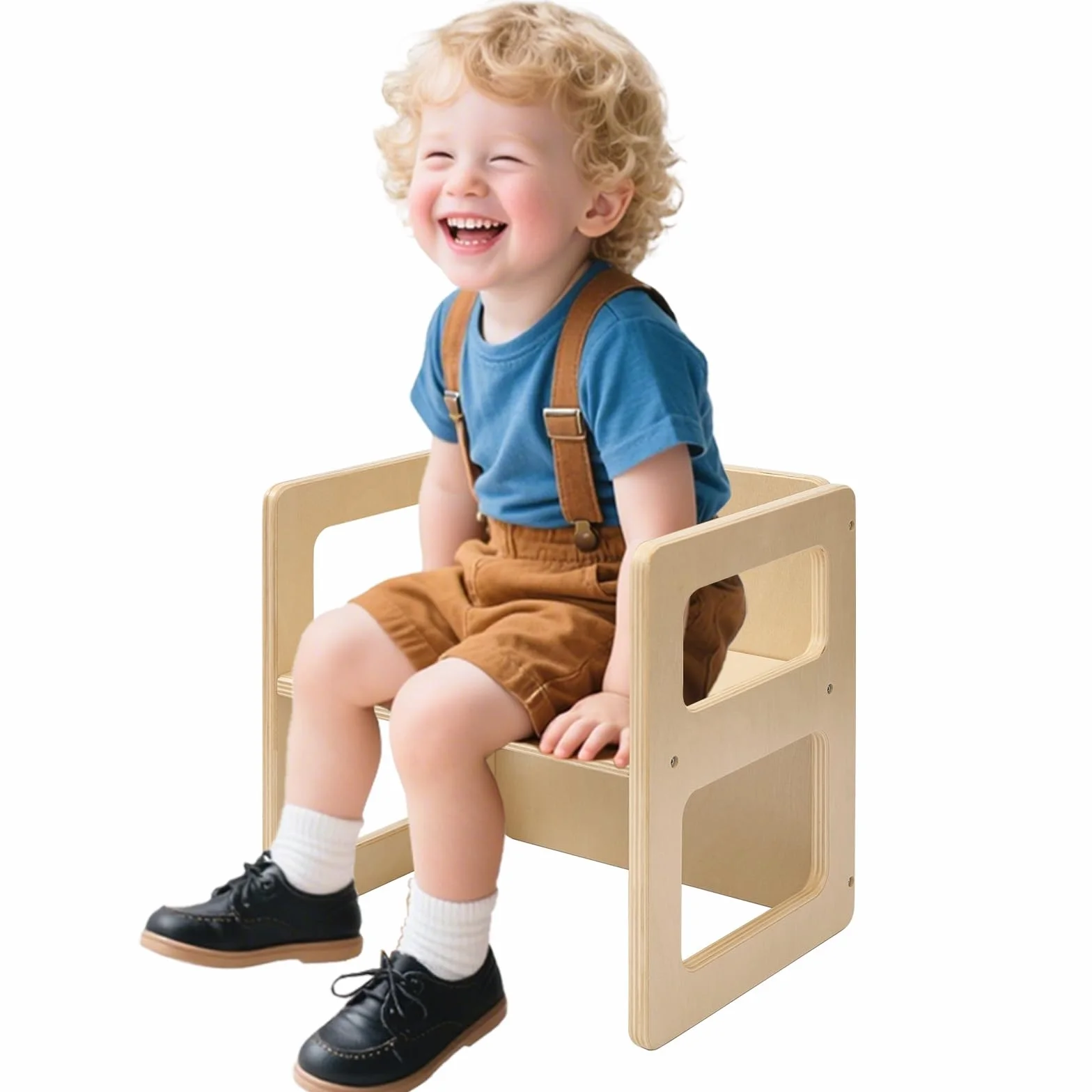 FUNLIO Silla de Destete Montessori Altura Ajustable de Madera Maciza para 1-3 Años con Certificado CPC