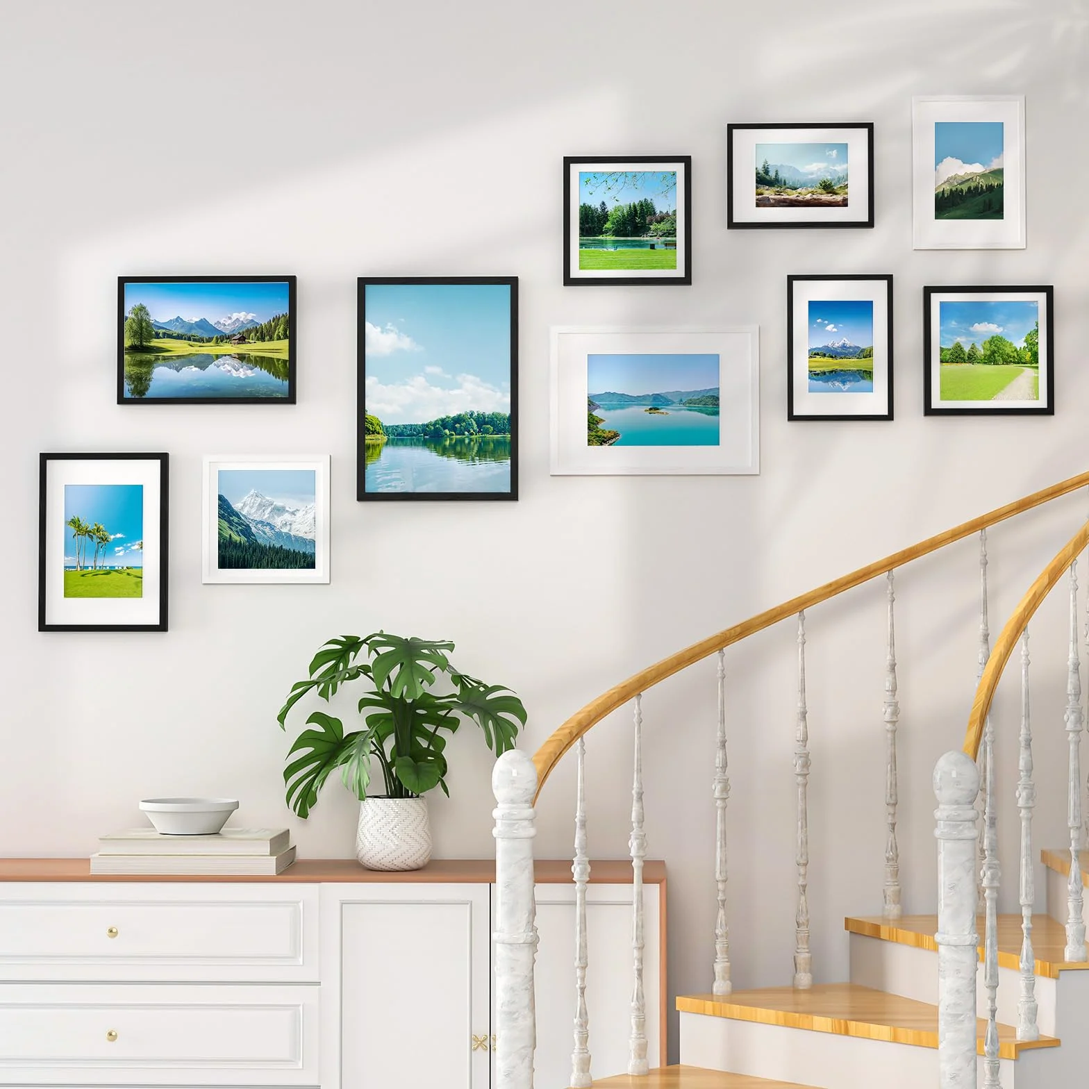 Marco de fotos A2 negro 42x60 cm, madera, soporte y montaje en pared para póster