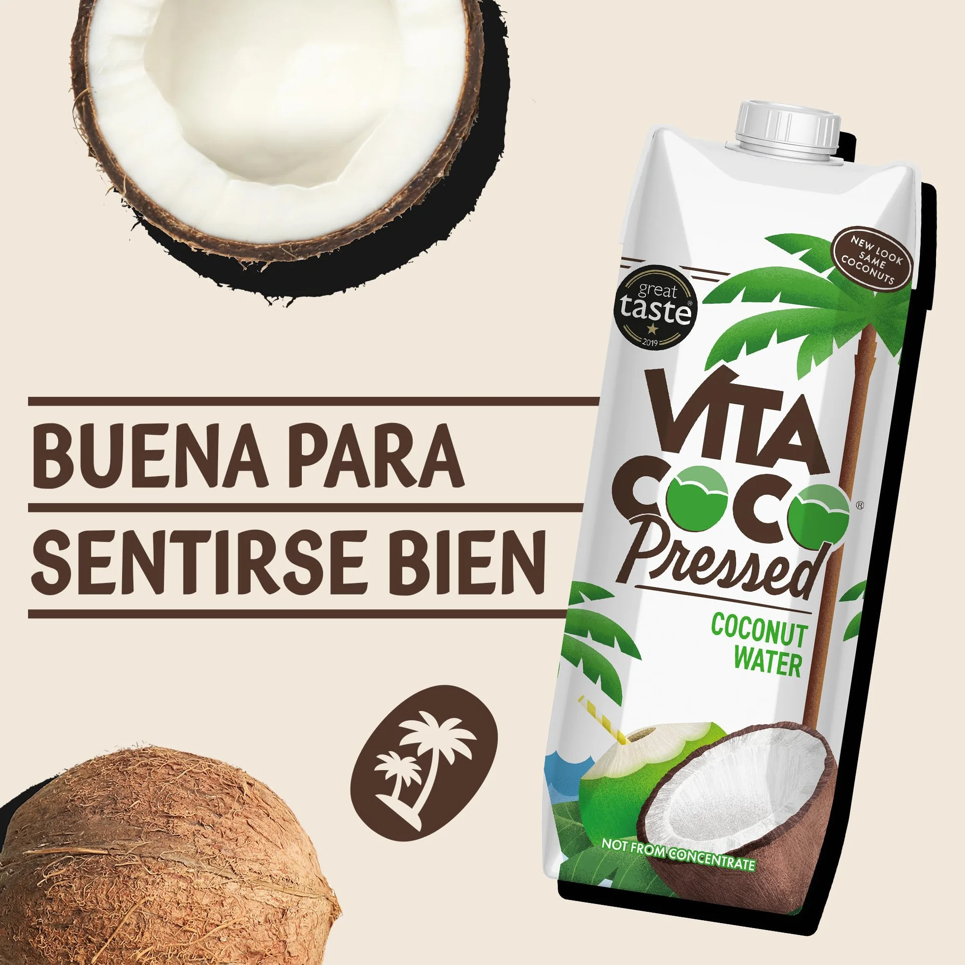 Vita Coco Agua De Coco Prensada 1L x 6 Hidratante Natural Sin Gluten