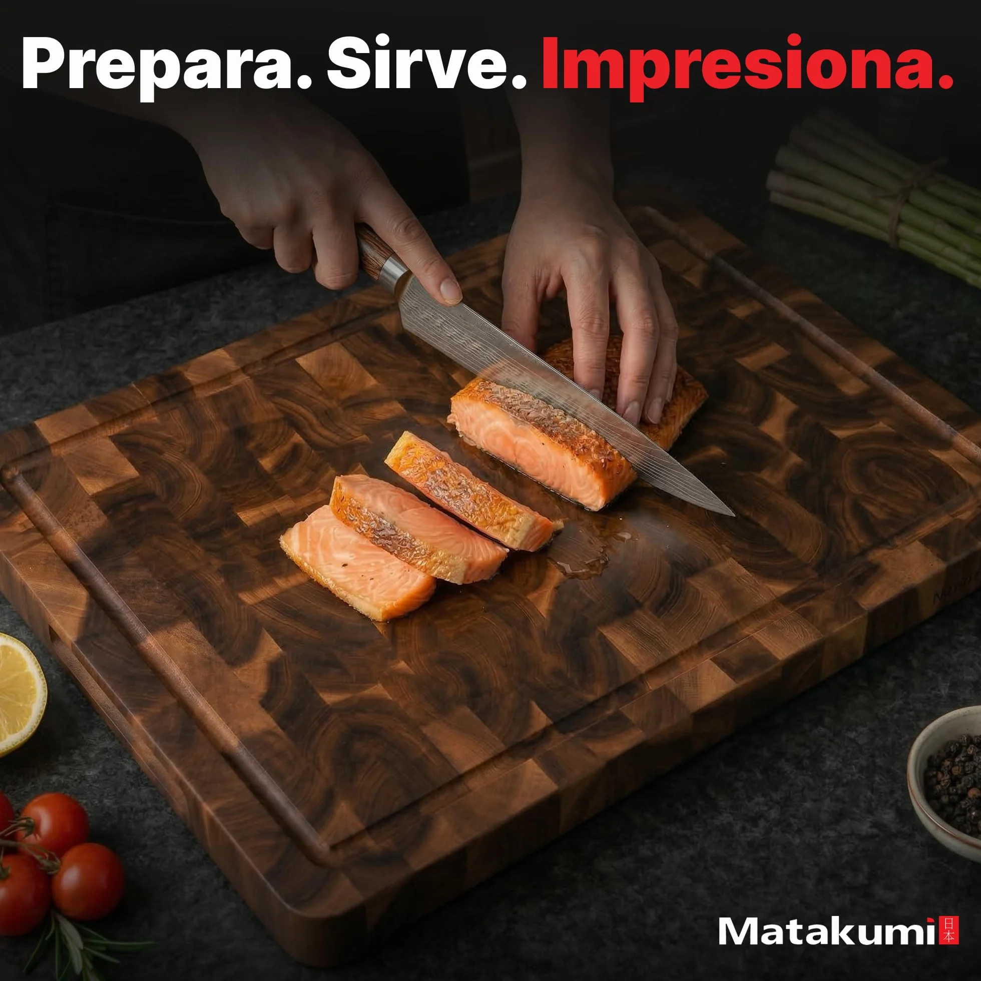 Tabla Cortar Cocina Acacia Madera 40x30x3 cm Doble Cara