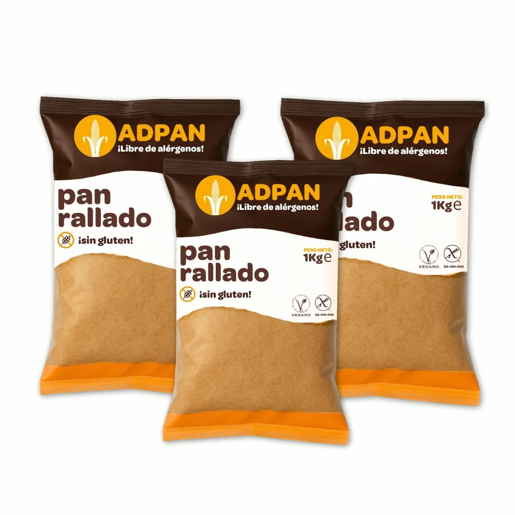 ADPAN Pan Rallado Sin Gluten Vegano Pack 3x1 kg