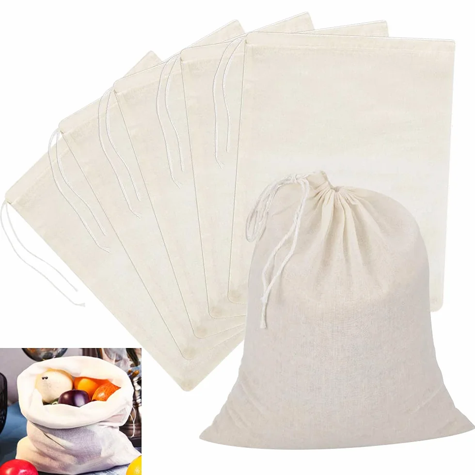 6 pcs Bolsa de Muselina Bolsa Leche Vegetal Reutilizable de 50 * 40 cm Filtro para Leche Vegetal con Cordón Colador de Tela para Leches Vegetales Bolsa de Leche de Nuez para Queso Vino